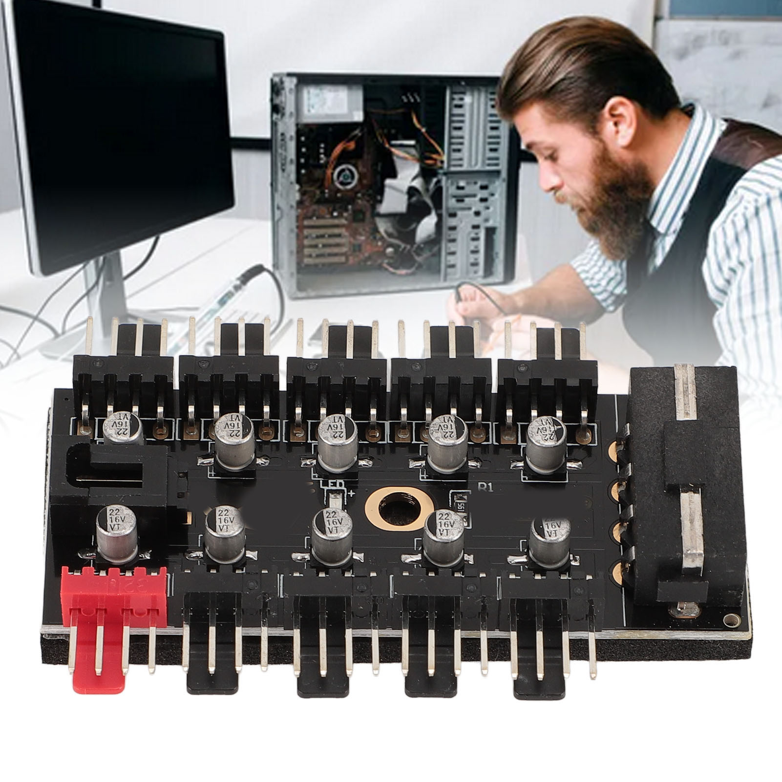 PC Chassis Fan Hub 10 Port 12V 4 Pin Fan CPU Cooling Fan PWM Hub For Computer CB - Afbeelding 25 van 29
