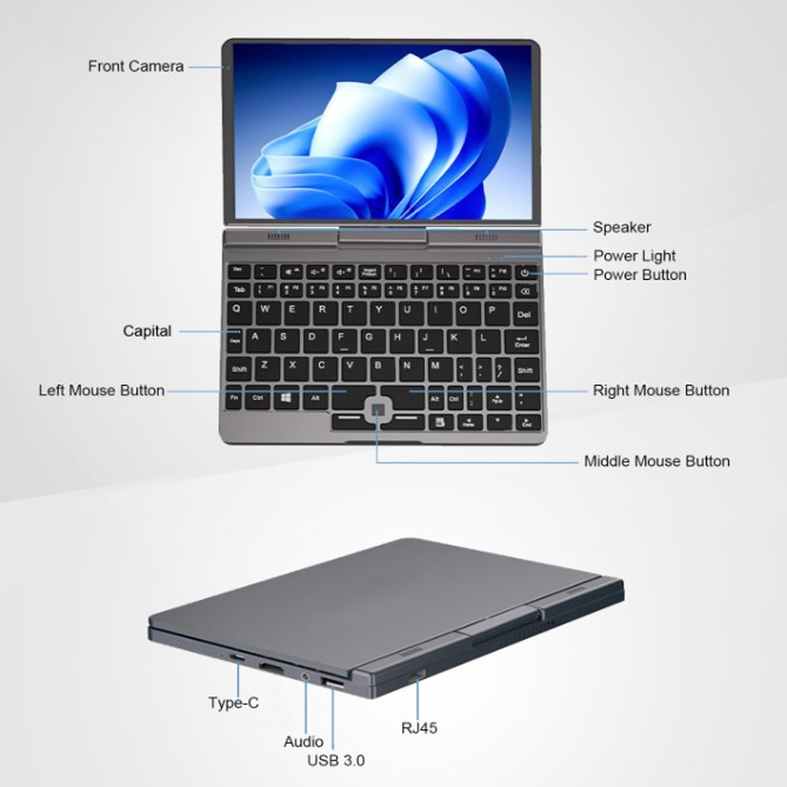 2 In 1 Laptop 8in HD Touchscreen Tablet Portable Small Pocket Computer 12GB Kit - Picture 29 of 30