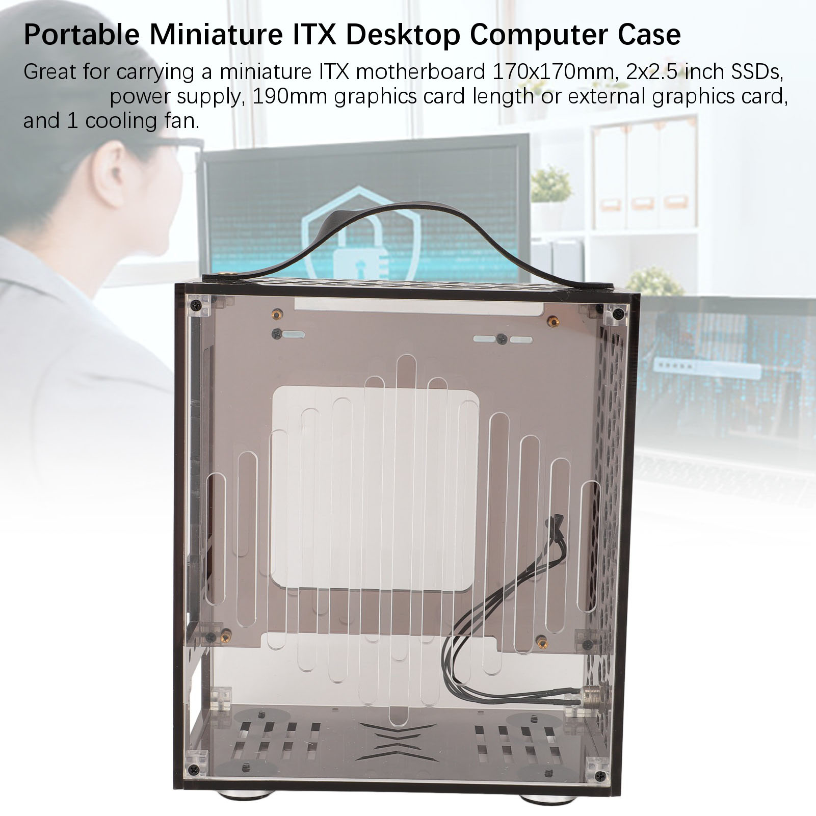 23x20.5x12cm Miniature ITX PC Case Clear Arcylic PC Case Portable DIY Desktop CB - Afbeelding 25 van 32