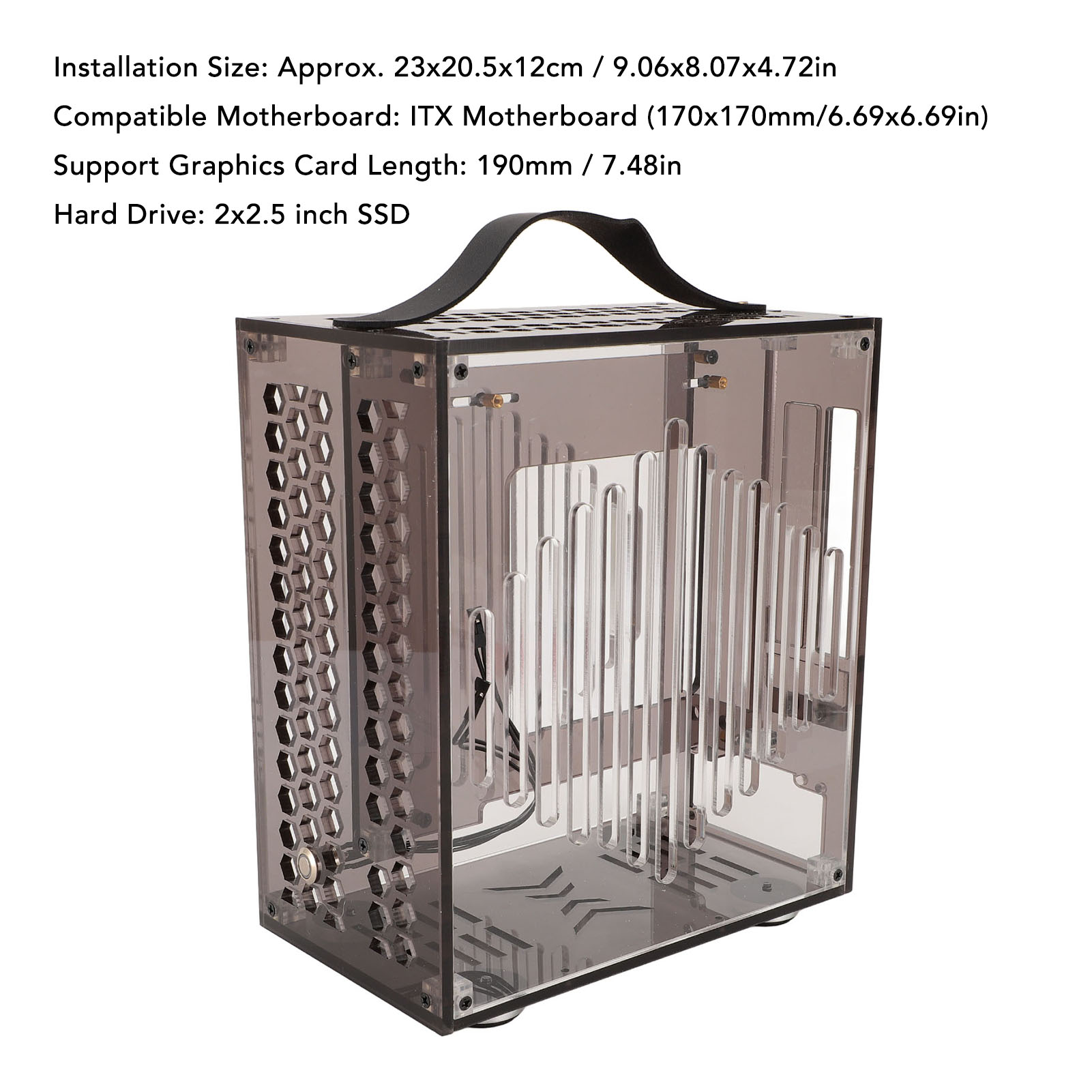 23x20.5x12cm Miniature ITX PC Case Clear Arcylic PC Case Portable DIY Deskto Hot - Picture 30 of 32