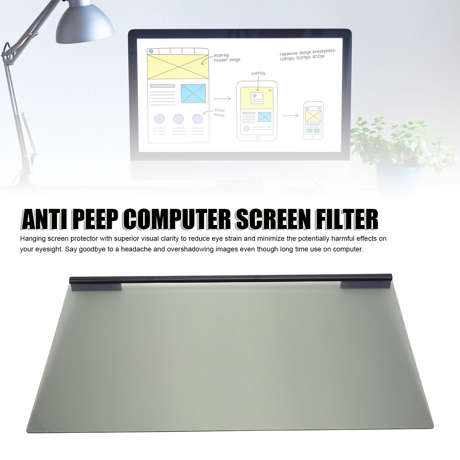 New Anti Peeping Computer Screen Filter Hanging Computer Screen Protector 180° - Picture 22 of 24