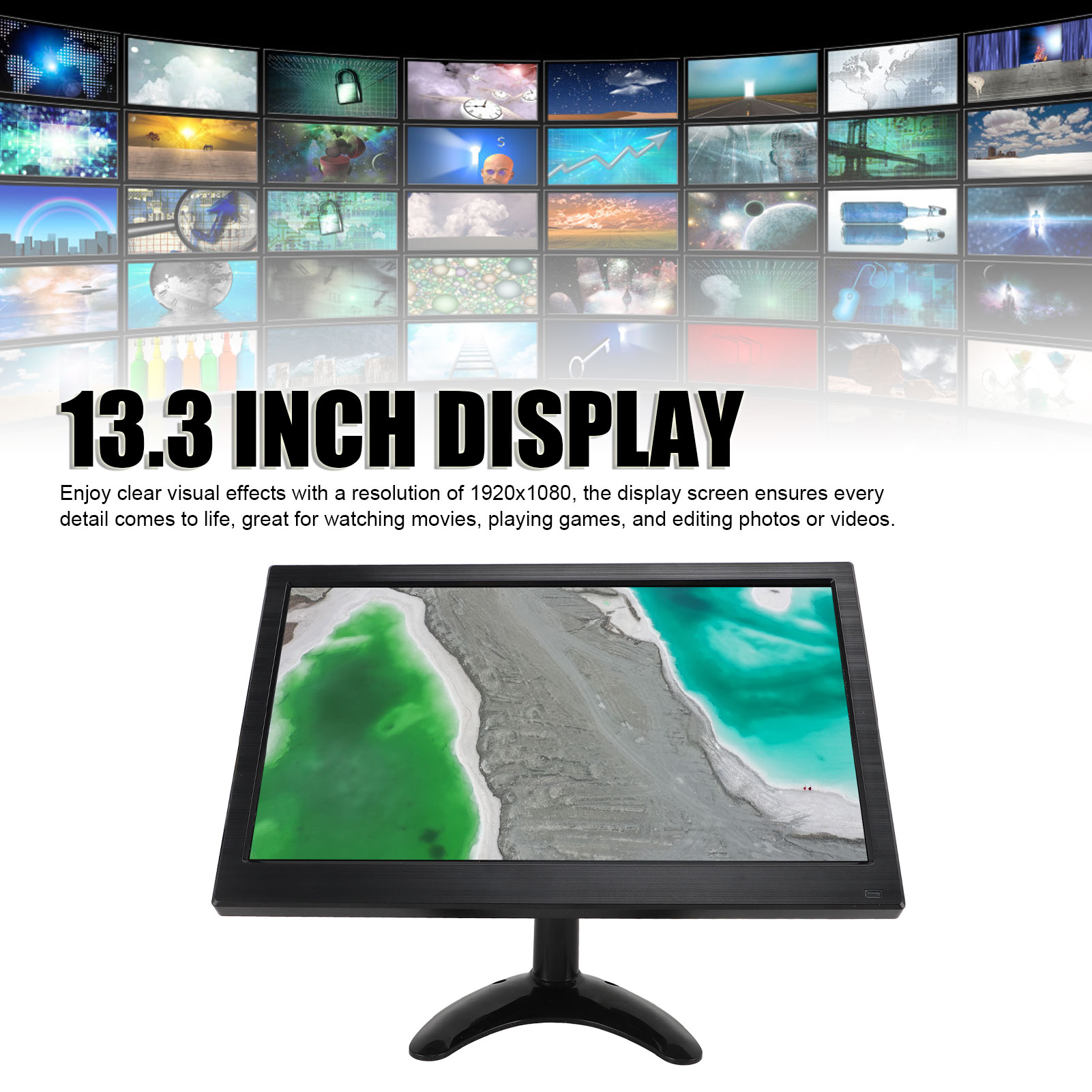 13.3in Computer Display 1920x1080 BNC AV VGA USB MIC AUX HD Multimedia Inter NEW - Afbeelding 22 van 24