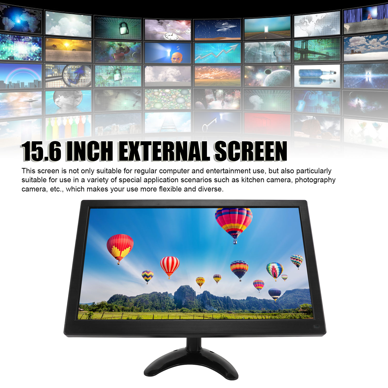15.6in External Screen With Speaker 1920x1080 BNC AV VGA HD Multimedia Interf CB - Afbeelding 26 van 36