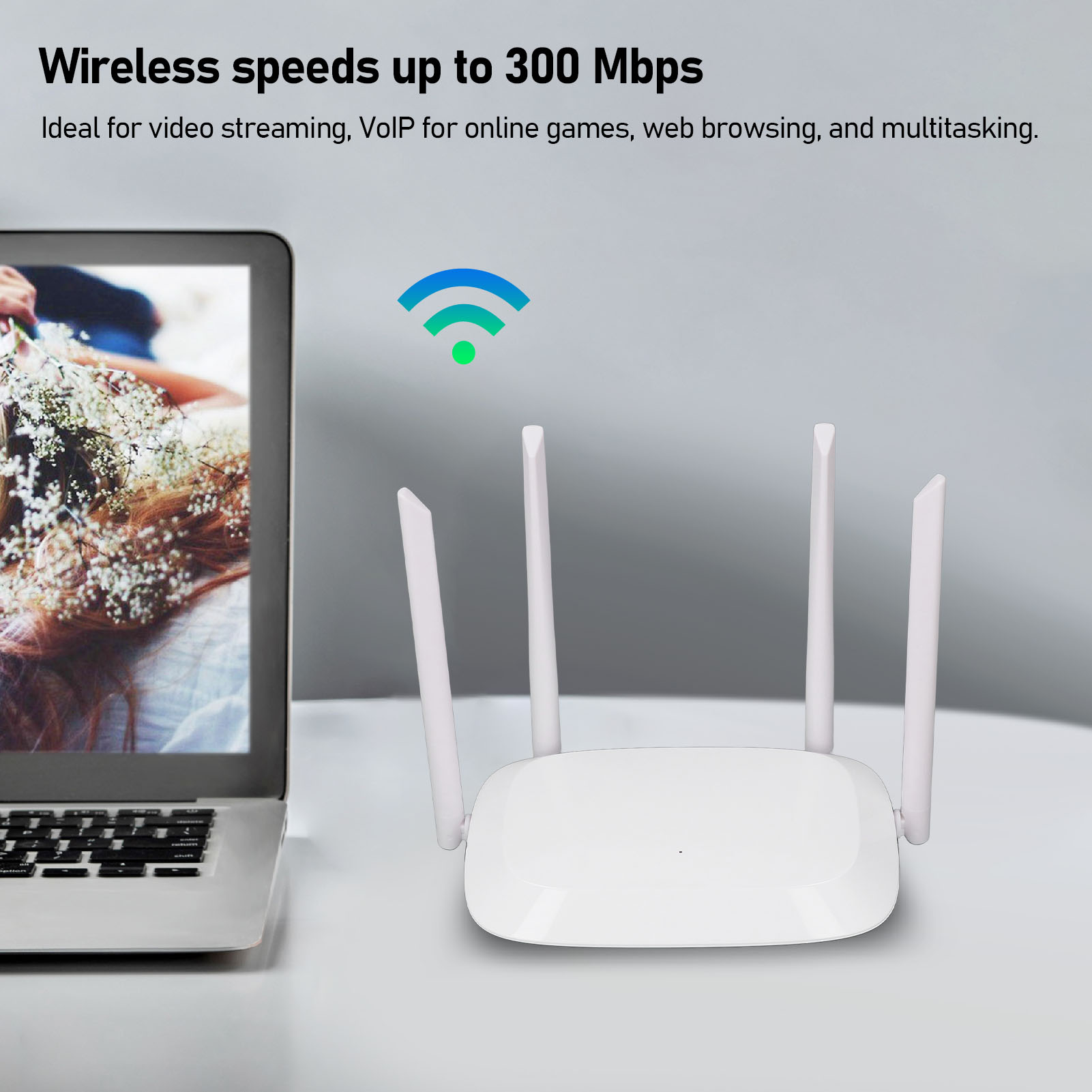 WiFi Wireless Router 4 Antenna 300Mbps High Speed Home Internet Router For AM - Afbeelding 23 van 28