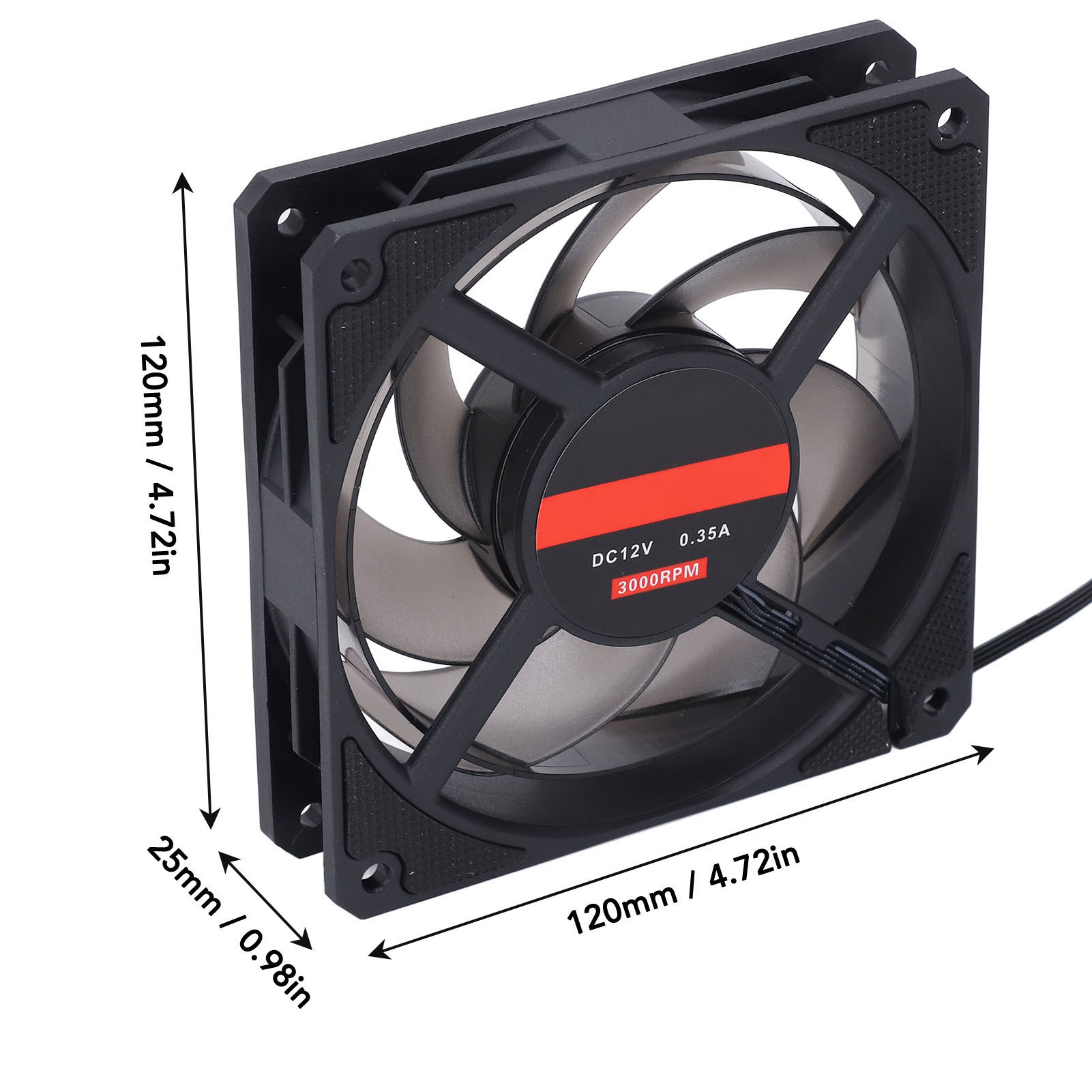 PWM Bearing Case Fan 120mm 3000RPM 4 Pin Quiet 7 Blades MFDB Computer Case Kit - Picture 18 of 18