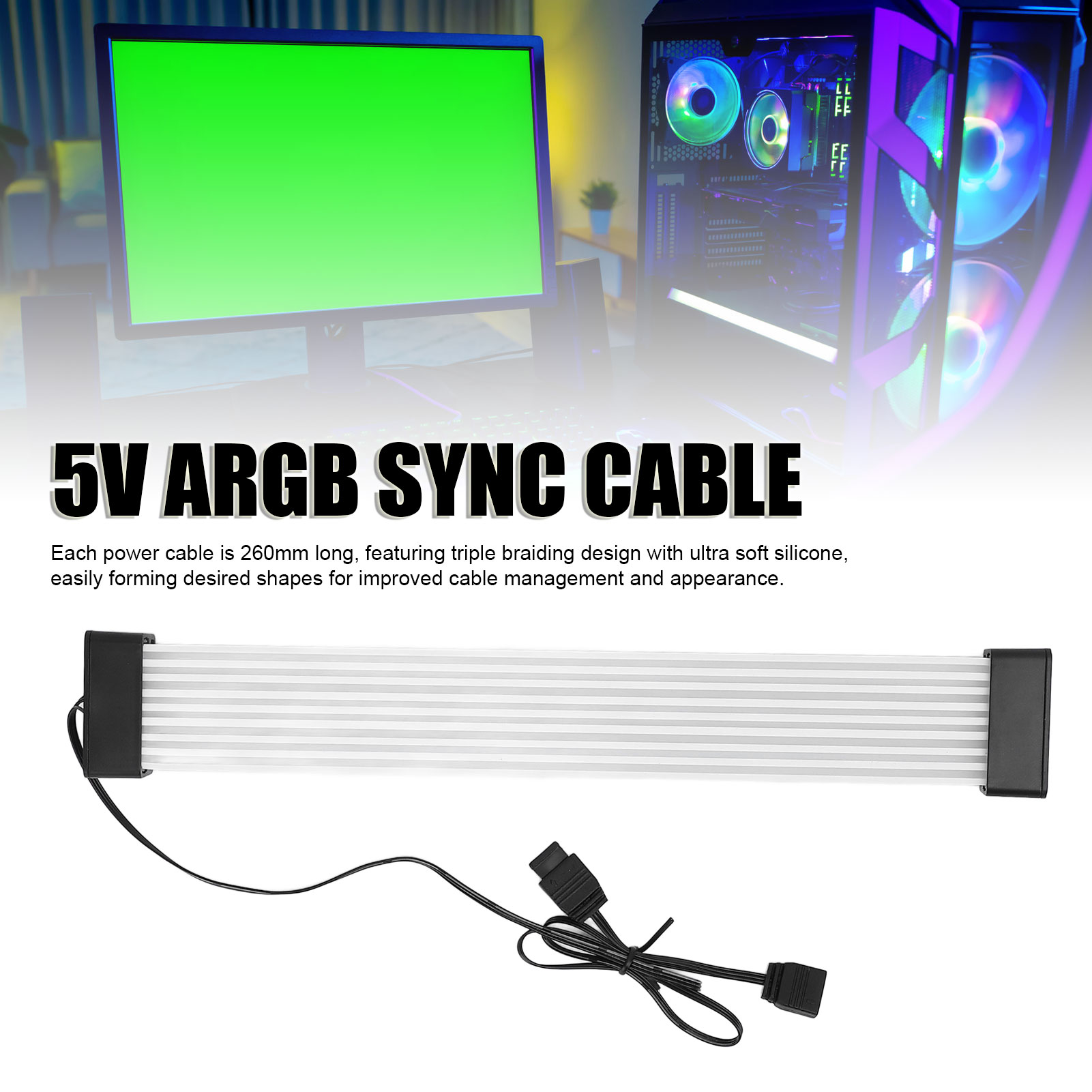 8Pin To 2x8Pin Connection Cable 5V ARGB Sync Cable 260mm Motherboard Graphics FY - Afbeelding 25 van 30