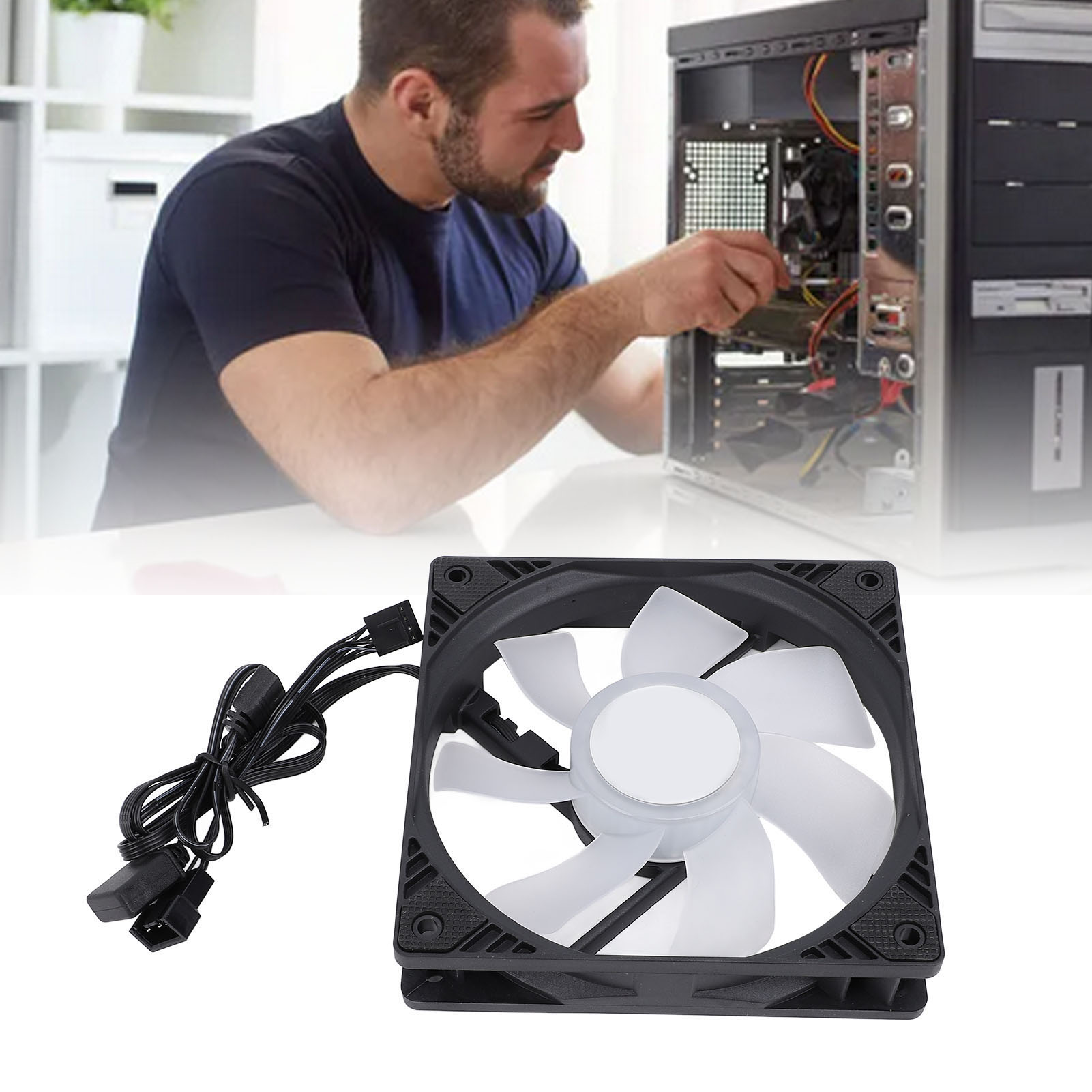 PC Case Fan Reverse Blade 120mm 4PIN PWM 5V ARGB MFDB Hydraulic Bearing 150 CEL - Photo 18/18