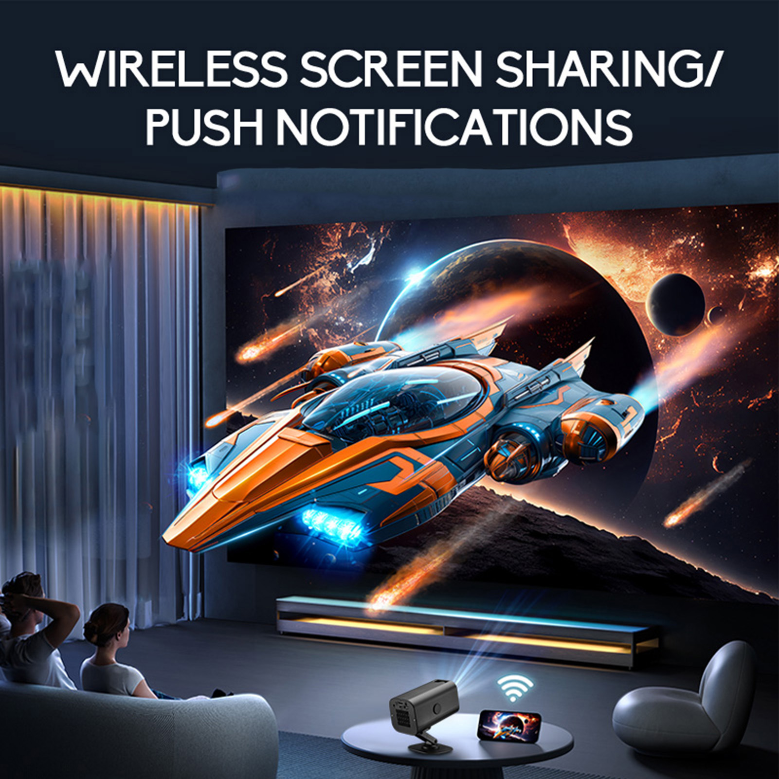 Hot Small Projector WiFi 1080P 360° Rotatable Portable For Phone Laptop Home Th - Picture 29 of 30