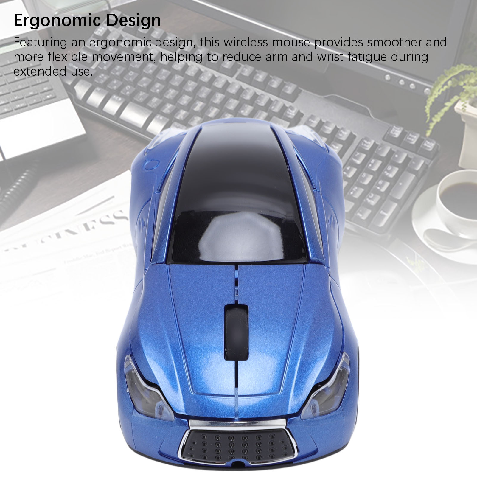 Sport Car Shaped Wireless Mouse Cool Ergonomic 1600DPI 2.4 GHz Optical Comp - Picture 25 of 28