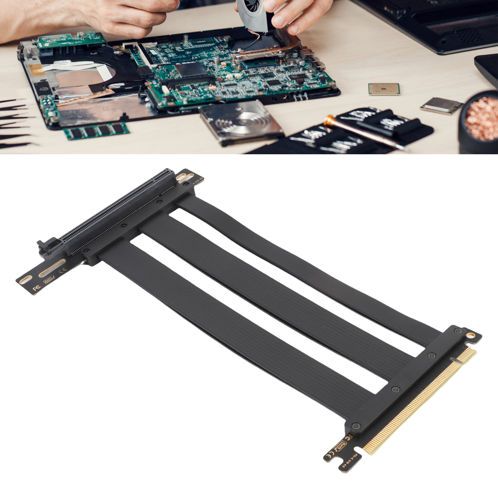 PCI E 4.0 X16 High Speed Extension Card Port GPU Extender Riser Cable 90 De KUI - Bild 25 von 45