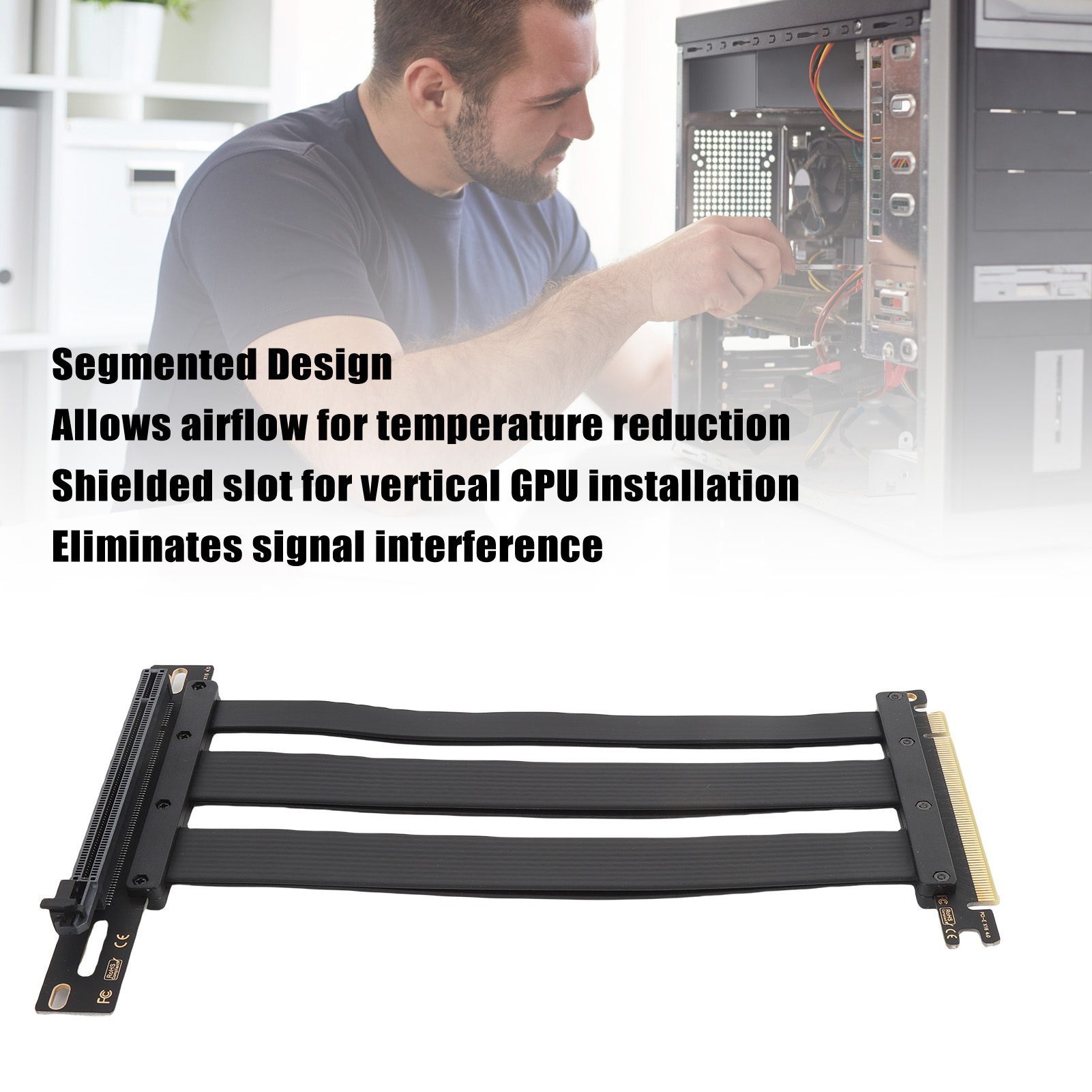 PCI E 4.0 X16 High Speed Extension Card Port GPU Extender Riser Cable 90 De KUI - Bild 40 von 45