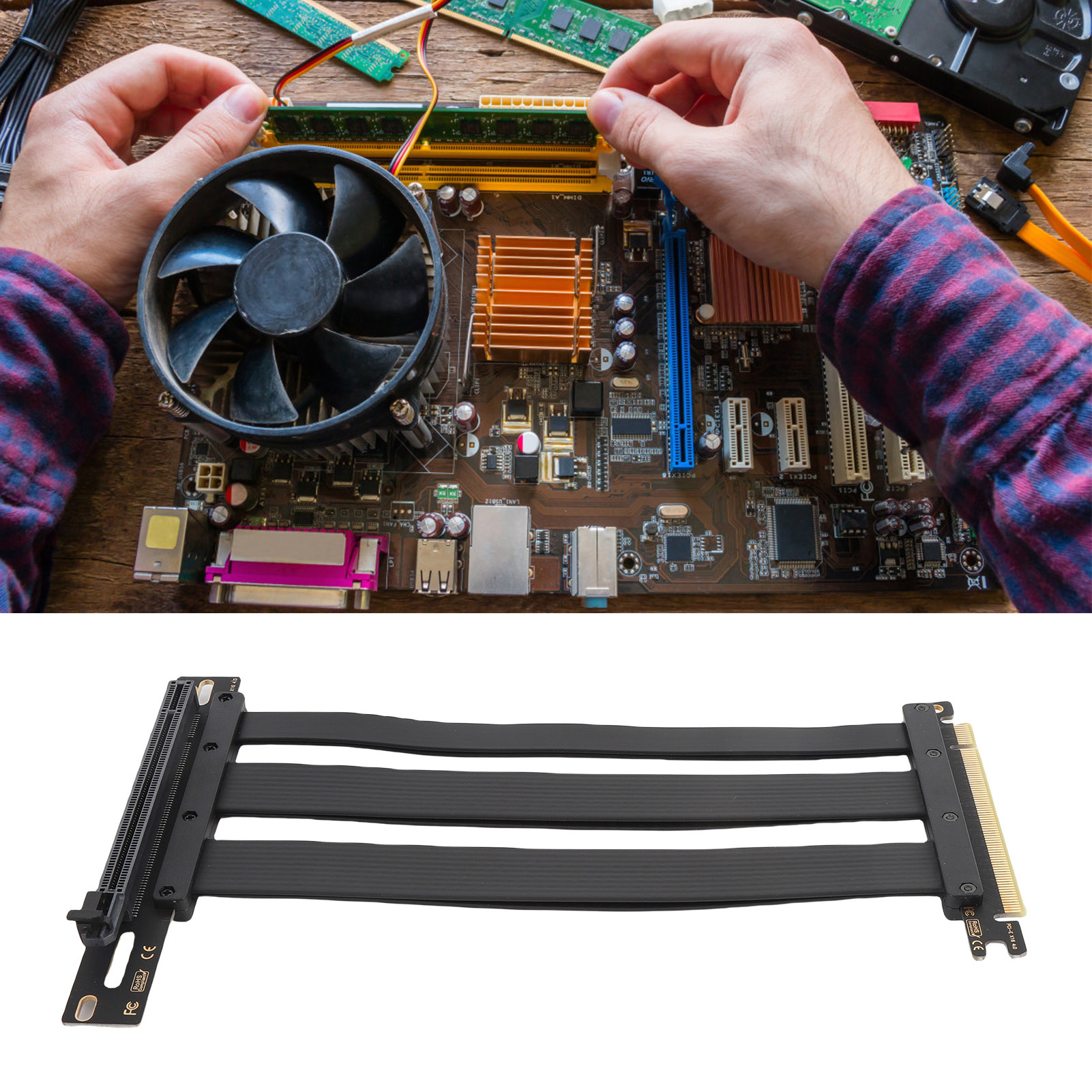 PCI E 4.0 X16 High Speed Extension Card Port GPU Extender Riser Cable 90 De URS - Afbeelding 42 van 45