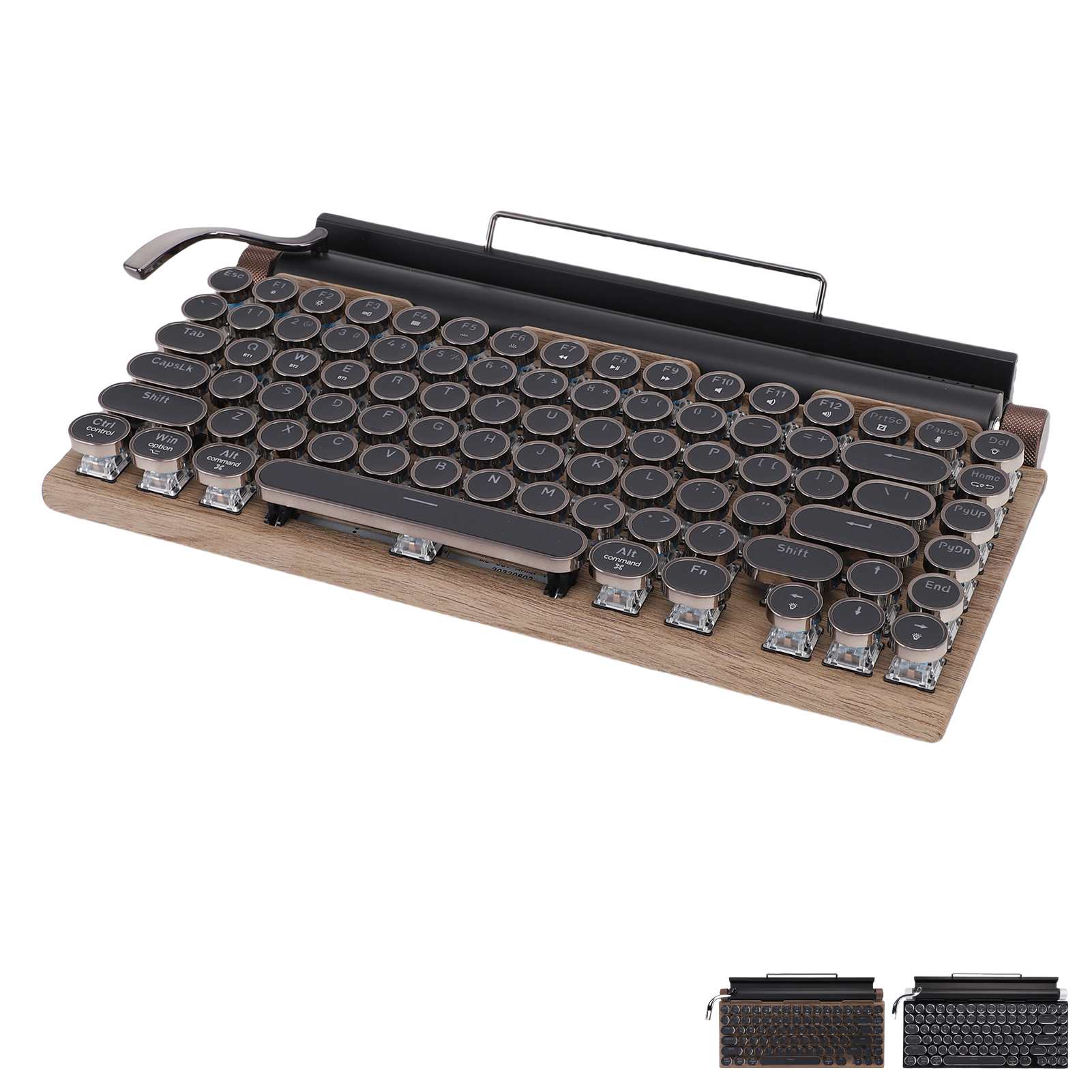 Retro Typewriter Keyboard BT Punk Round Keycap Metal Frame Wireless Mechani ESE - Picture 27 of 30