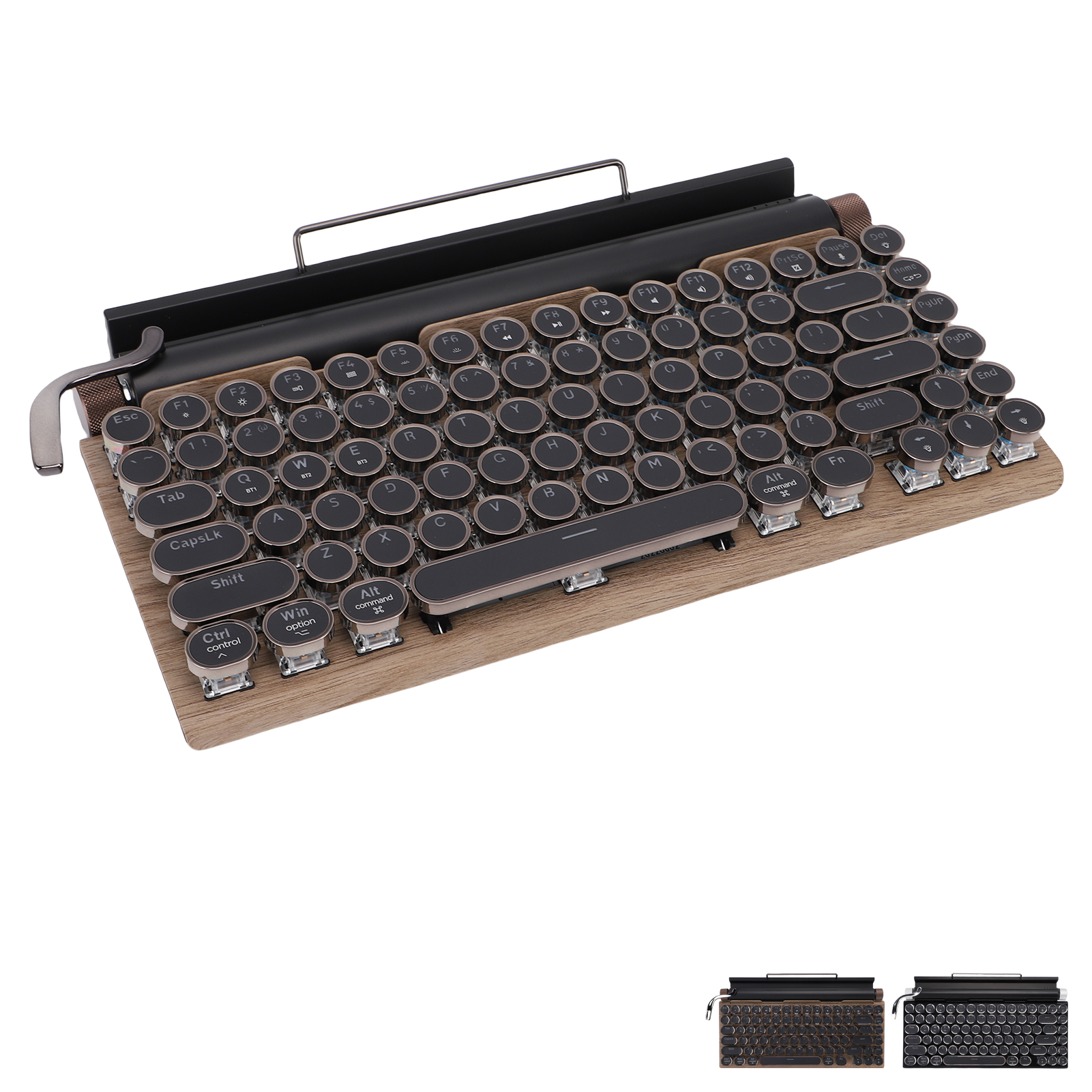 Retro Typewriter Keyboard BT Punk Round Keycap Metal Frame Wireless Mechani ESE - Picture 26 of 30