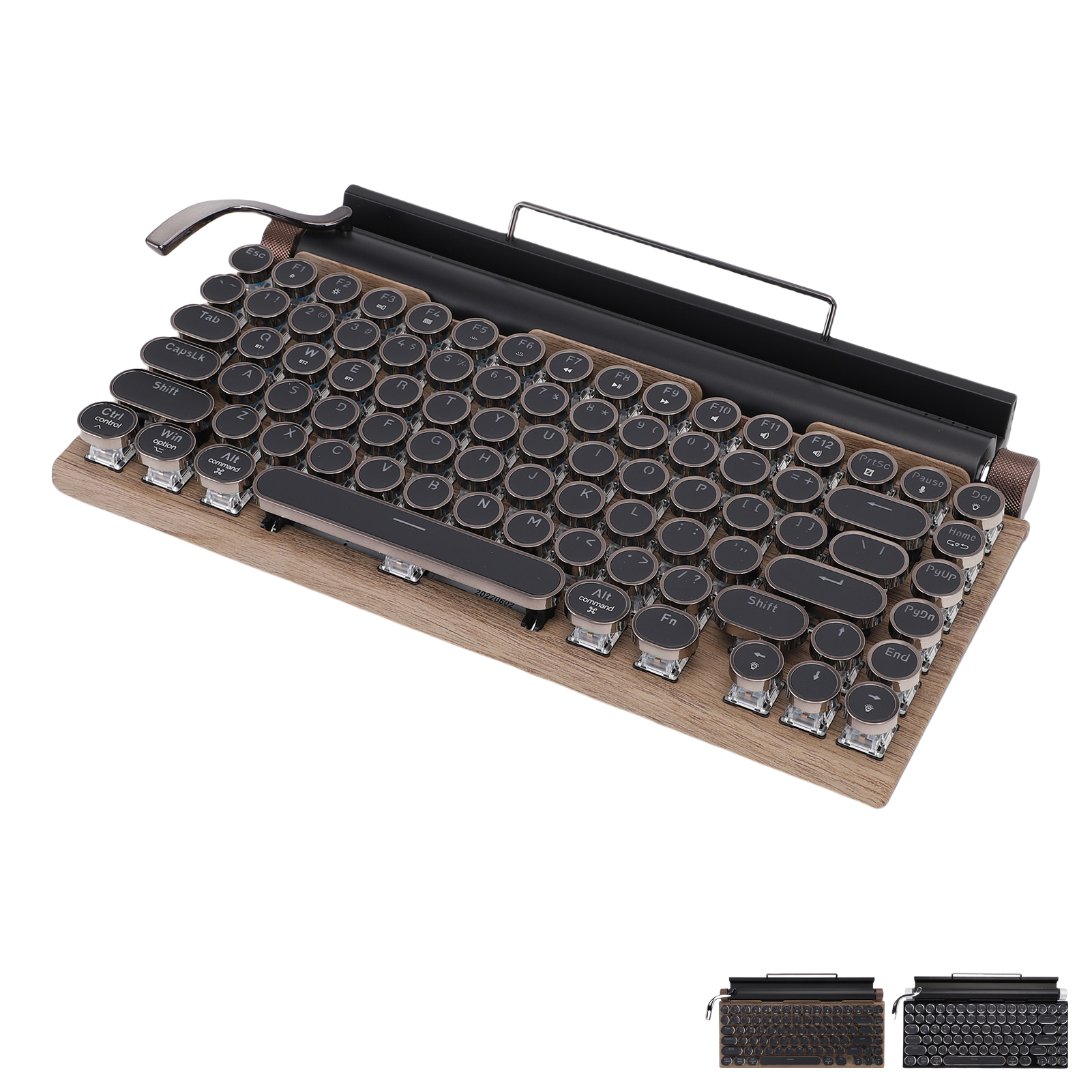 Retro Typewriter Keyboard BT Punk Round Keycap Metal Frame Wireless Mechani ESE - Picture 29 of 30
