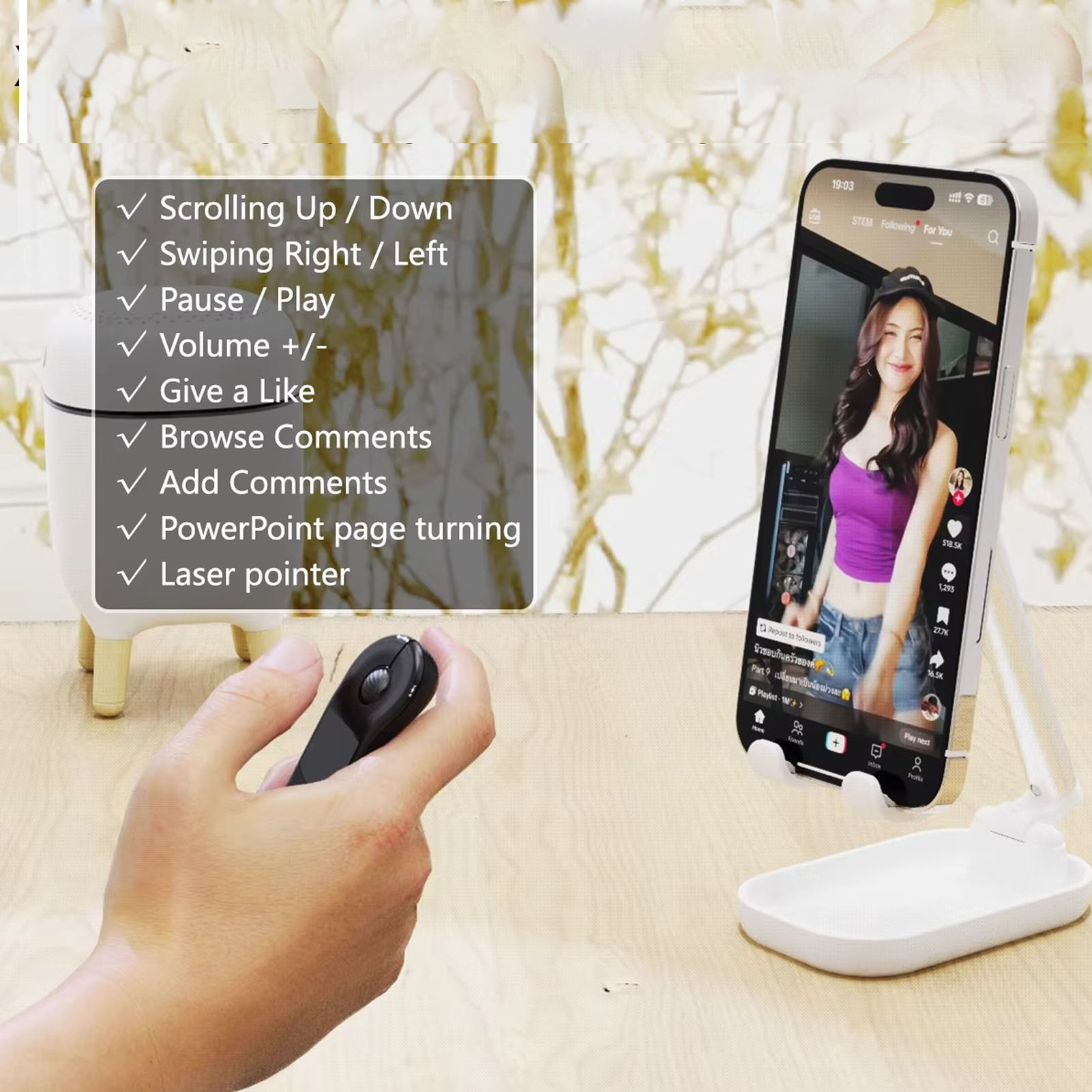 2.4G+Bluetooth Presenter Remote With Touchpad Rechargeable