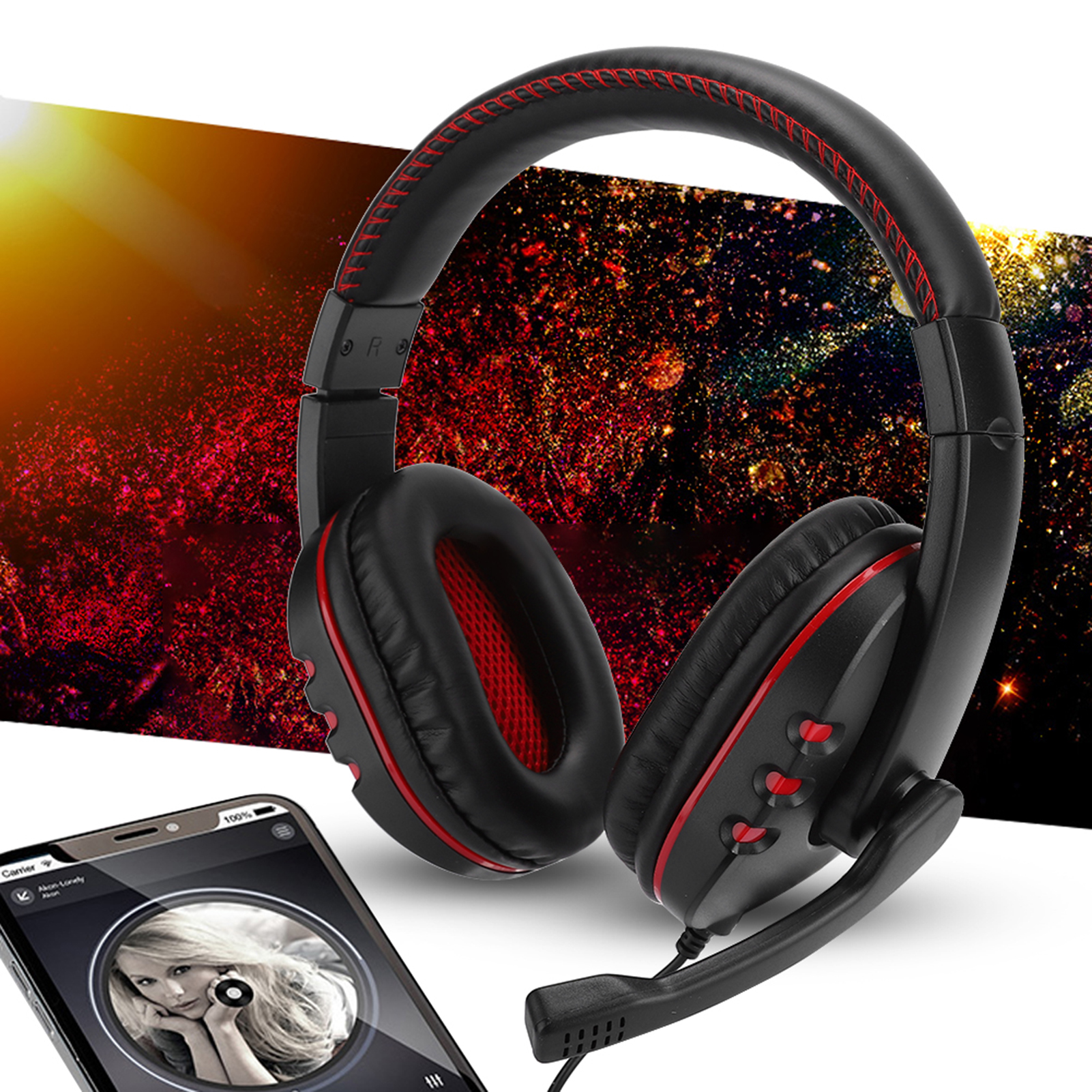 Head Mounted Computer Gaming Headphone Headset High Performance For FY - Afbeelding 12 van 13