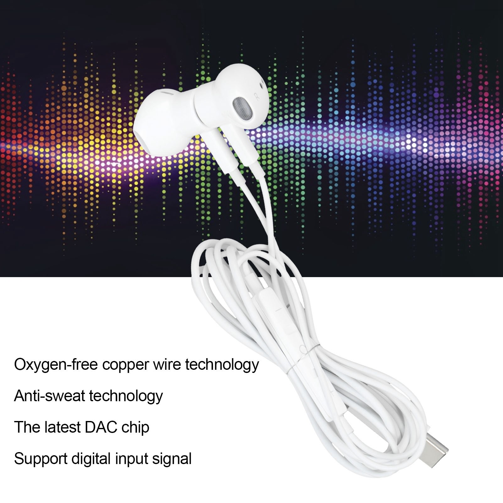 ME570H Wired Earbuds Digital Analysis Phone Corded Type‑C Earphones For Goole FY - Zdjęcie 30 z 33