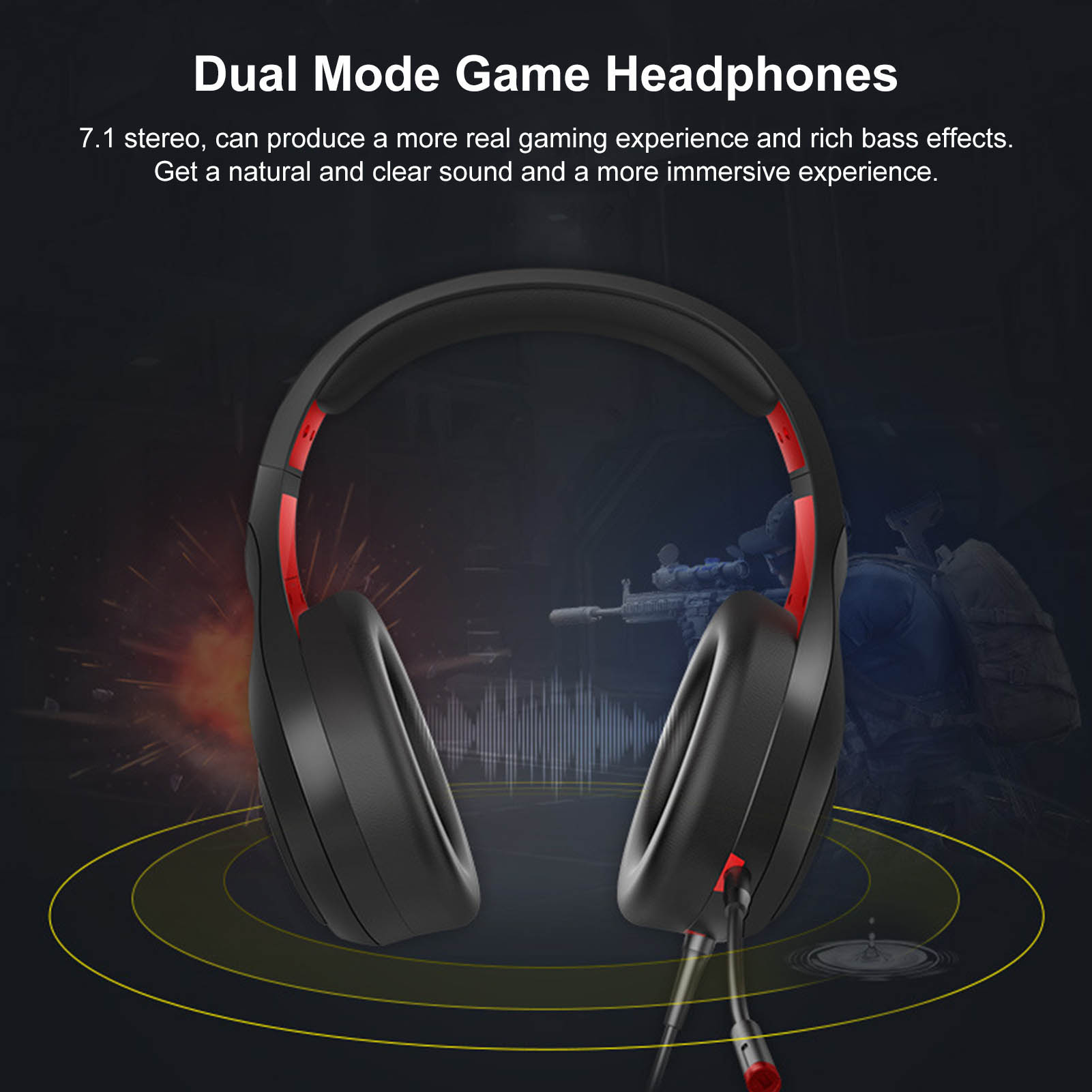 Stereo Gaming Headsets Adjustable Dual Mode Game Headphones With Bendab FY - Afbeelding 26 van 28