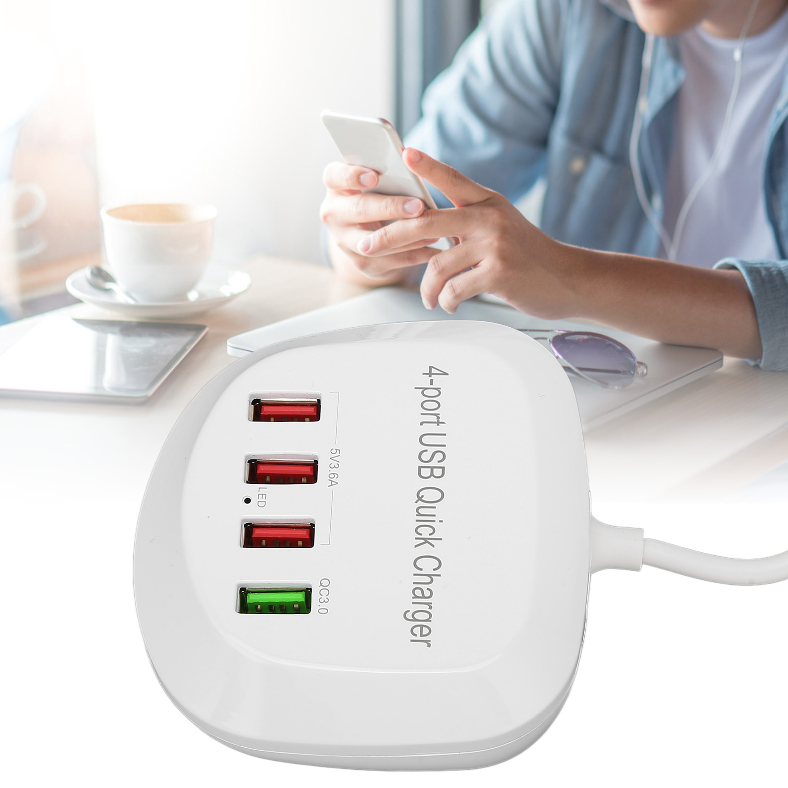 4 Ports USB Charger Station 36W QC3.0 Fast Charger For Mobile Phone Tablet 1 SG5 - Zdjęcie 31 z 31