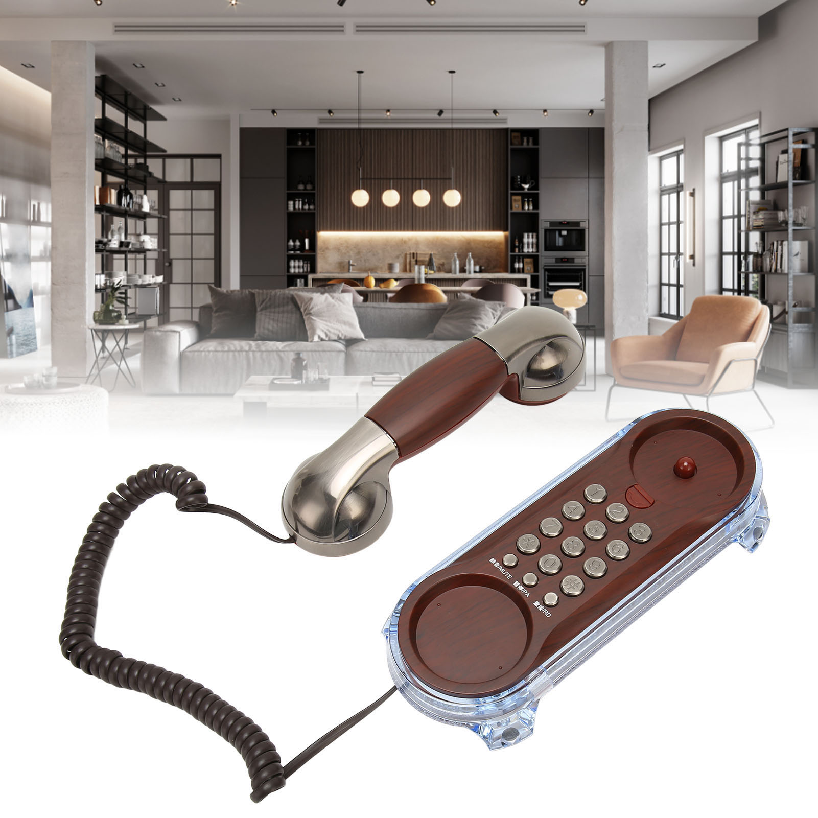 Retro Landline Phone Corded Home Phone Wall Mount Flash Phone For Home School CB - Afbeelding 24 van 28