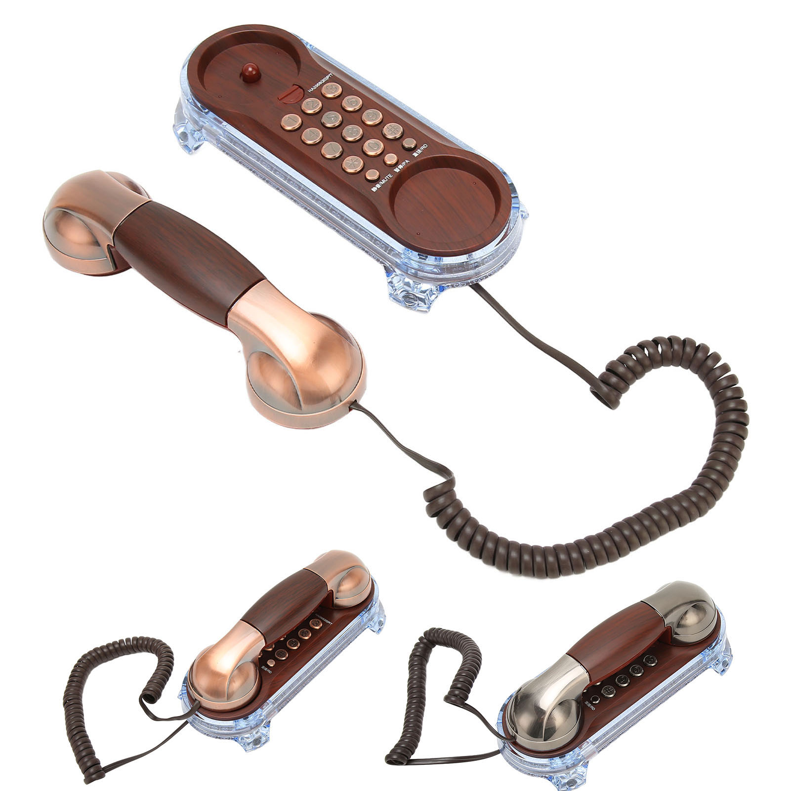 Retro Landline Phone Corded Home Phone Wall Mount Flash Phone For Home School CB - Afbeelding 28 van 28