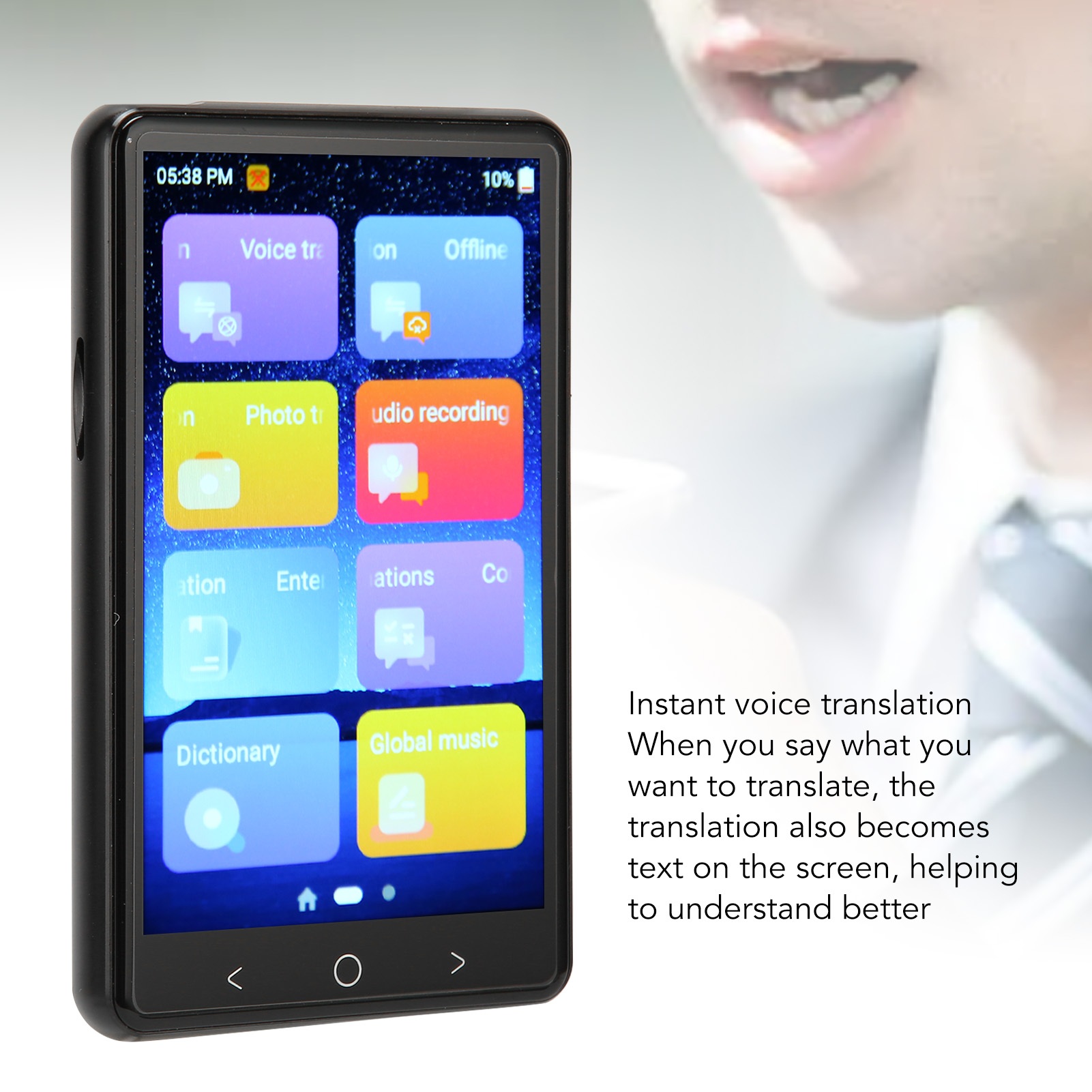Smart Translator 4in IPS Screen Offline WiFi MP3 Mode 2 Way 135 Languages FY - Afbeelding 25 van 28