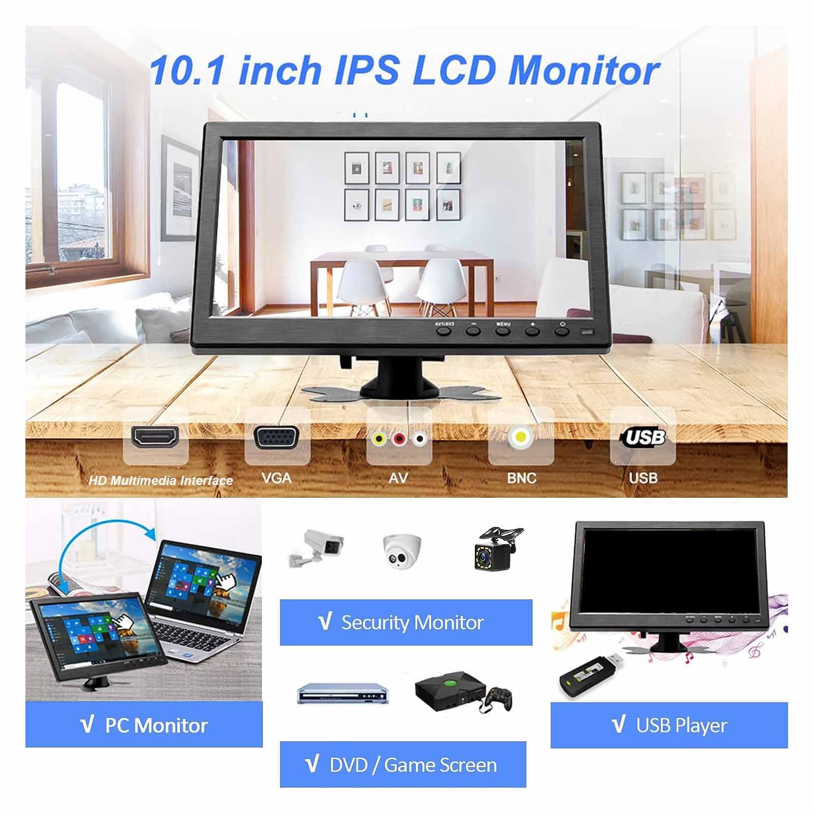 10.1in HD Display TFT LCD Color Screen HD Multimedia Interface VGA BNC AV Yp NEW - Afbeelding 14 van 21