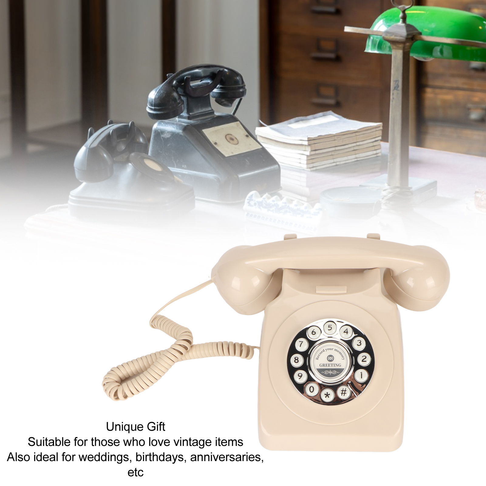 Vintage Telephone Push Button Dialing Sound Message Record Retro Landline For CB - Afbeelding 24 van 29