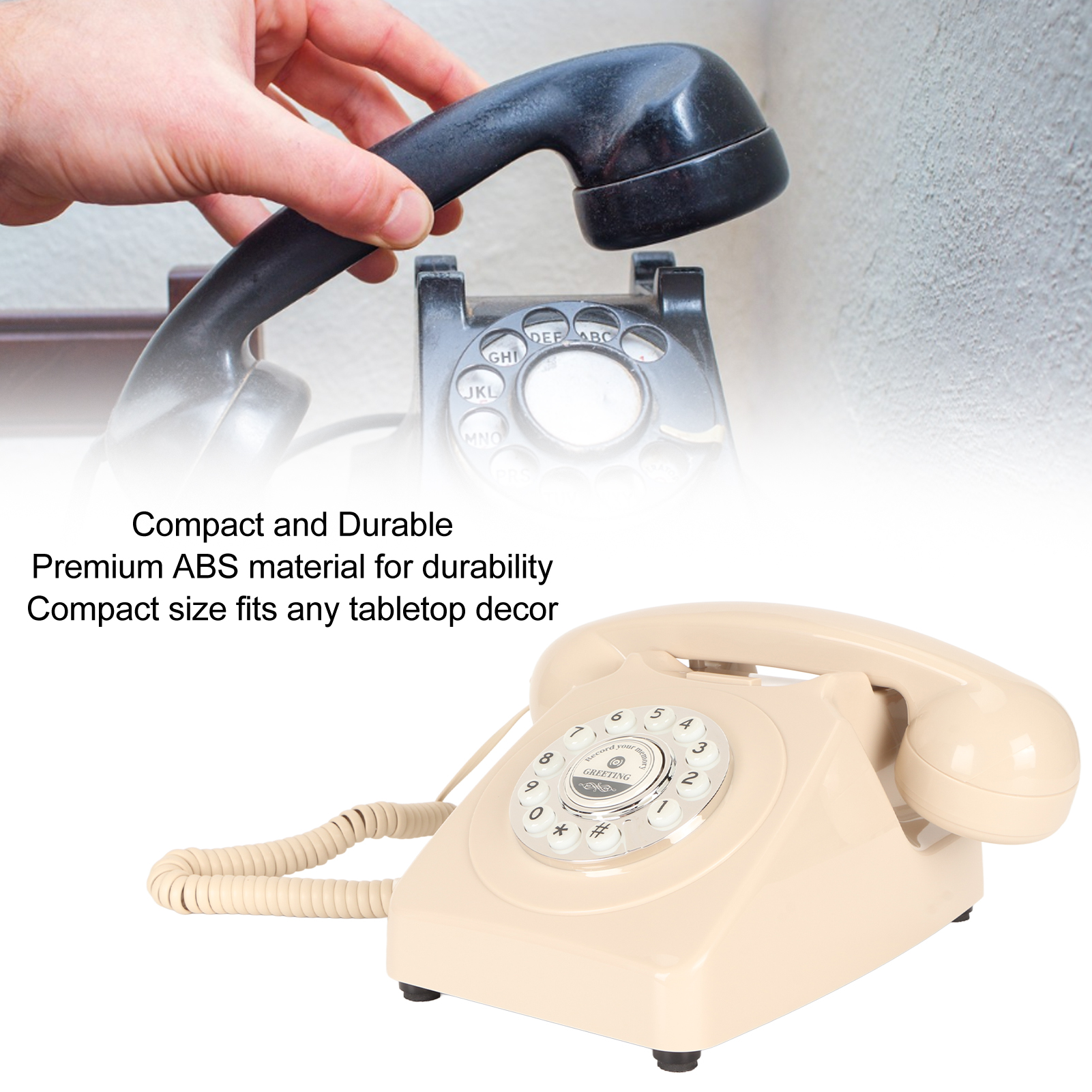 Vintage Telephone Push Button Dialing Sound Message Record Retro Landline For CB - Afbeelding 28 van 29