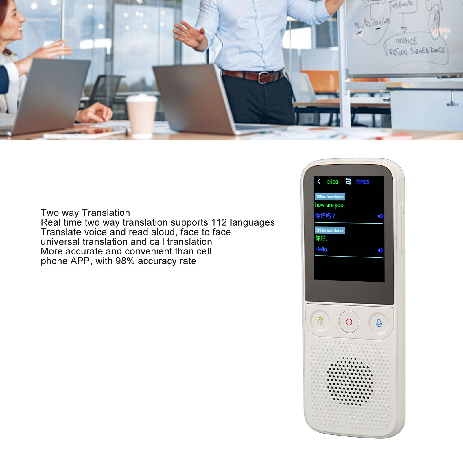 112 Languages Smart Voice Translator 2.4in Touch Screen 1GB RAM 8GB ROM Port SAL - Bild 24 von 28