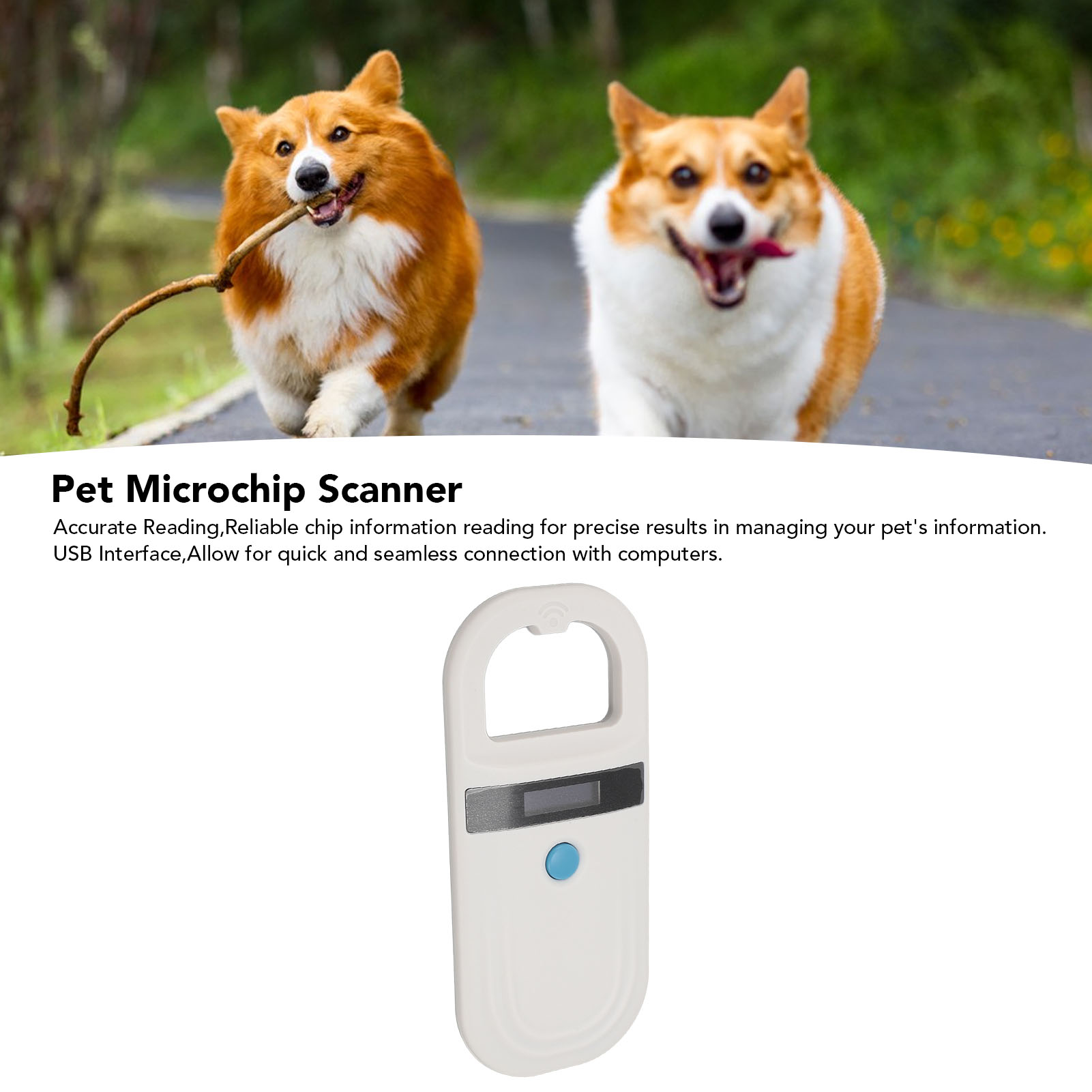 Pet Microchip Scanner Dual Frequency Reading USB Interface Rechargeable Port NEW - Afbeelding 15 van 18