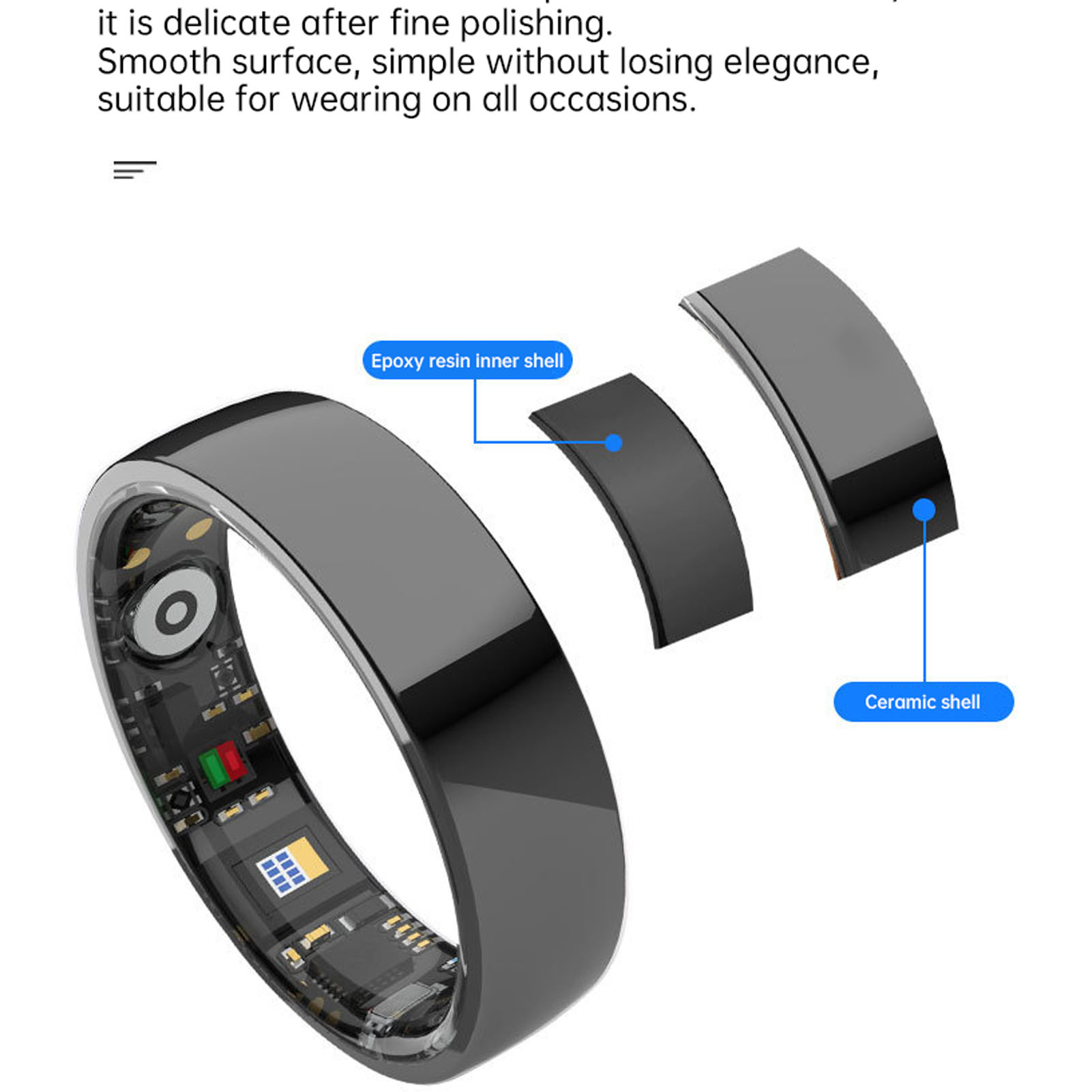 Smart Health Ring 5ATM Rain Proof Low Power Consumption Gesture Control Came HG5 - Photo 13 sur 54