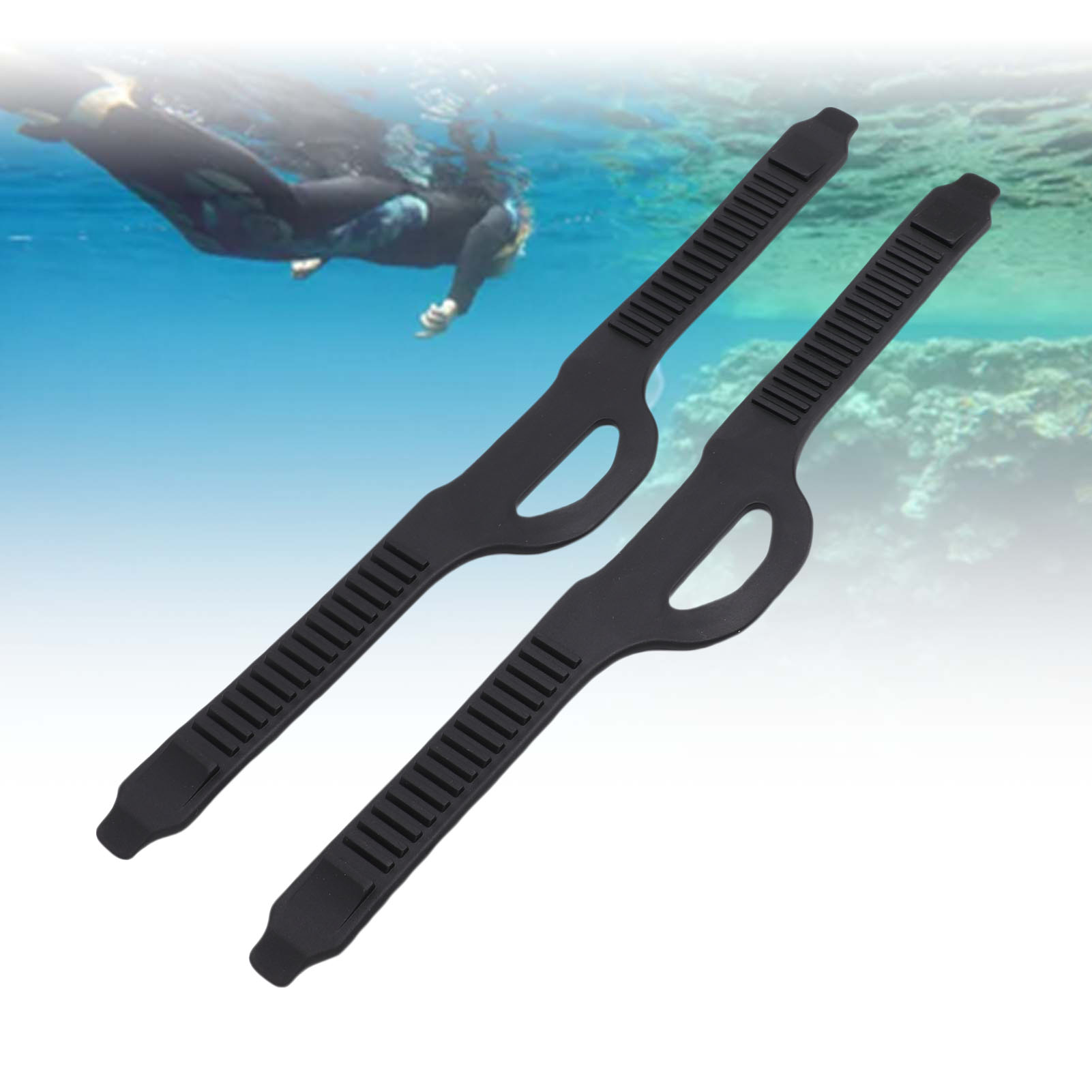 2PCS Fin Straps Replacement TPR Adjustable Scuba Diving Flippers Strap For