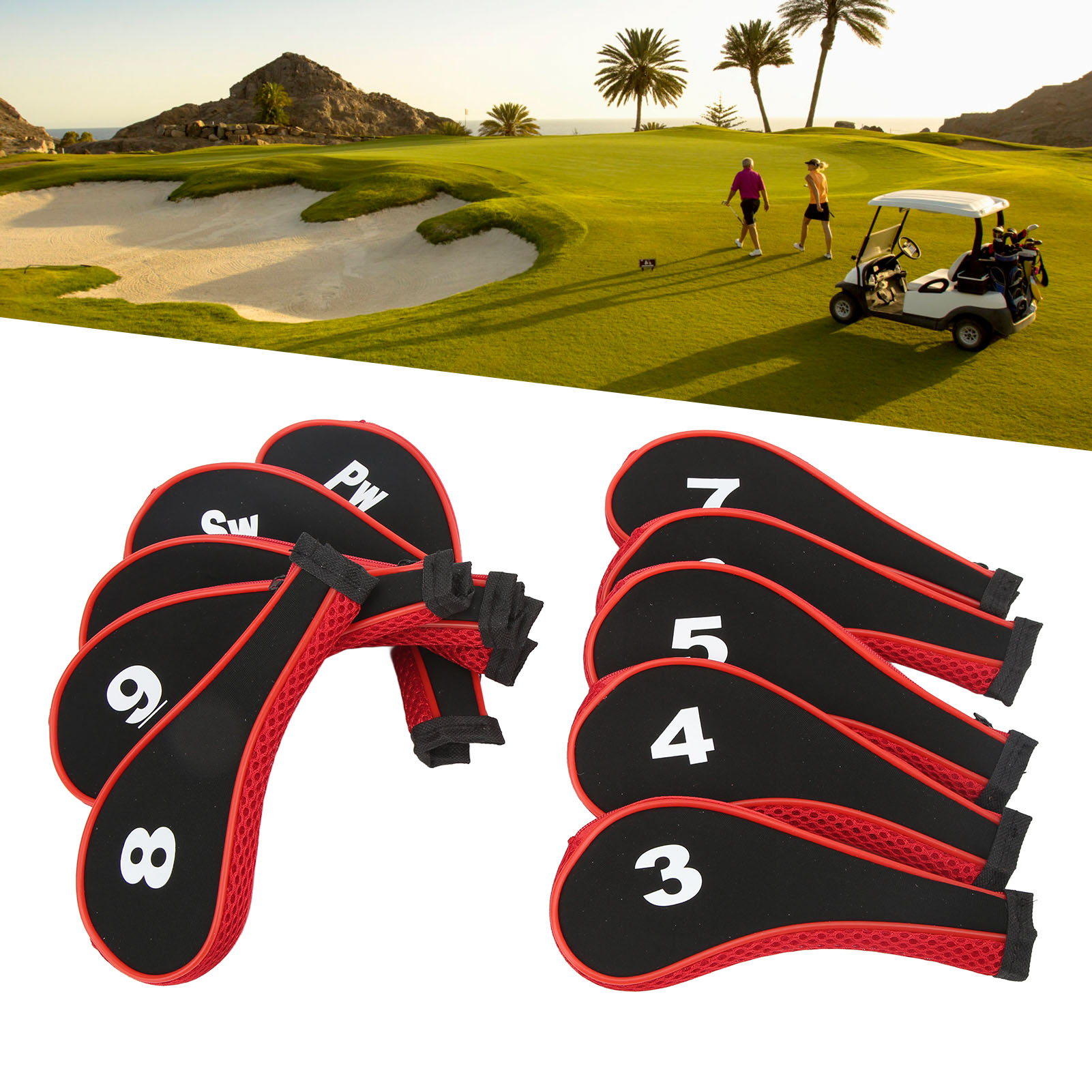 10Pc Golf Club Head Cover Neoprene Golf Head Cover For Woods Irons Golfer Lovers
