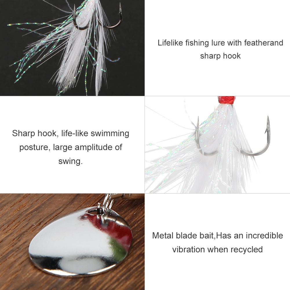 Zinc Alloy Rotating Feather Hook Sequin Lifelike Artificial Bait Fishing Lure