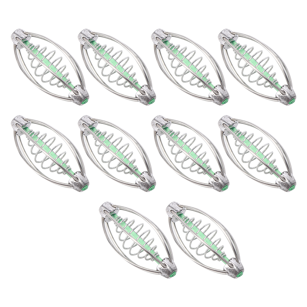 10PCS Stainless Steel Spring Fishing Feeder Bait Cage Holder Tackle Accessory - Picture 16 of 17