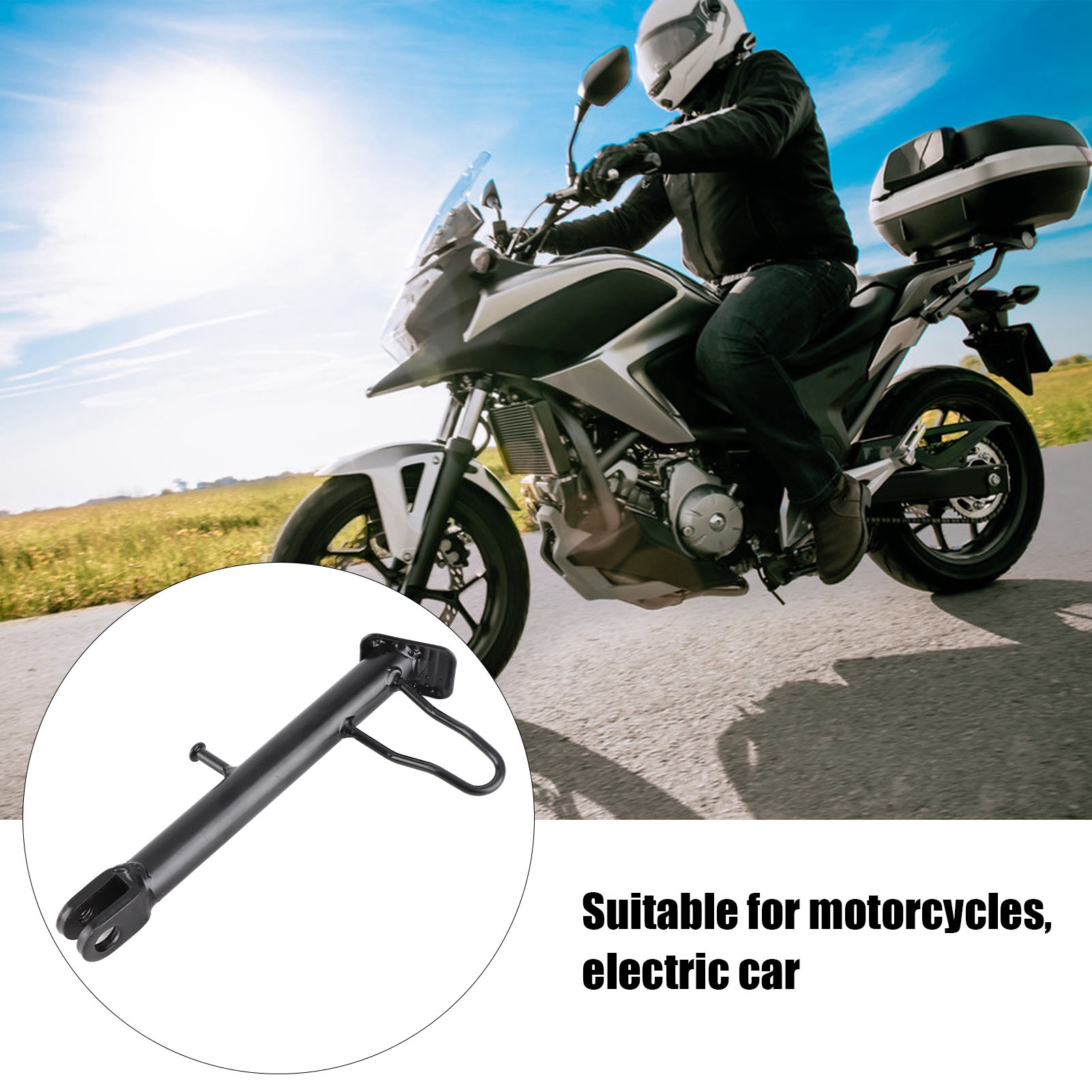Motorcycle Kickstand Stainless Steel Black Nonslip Parking Foot Support For