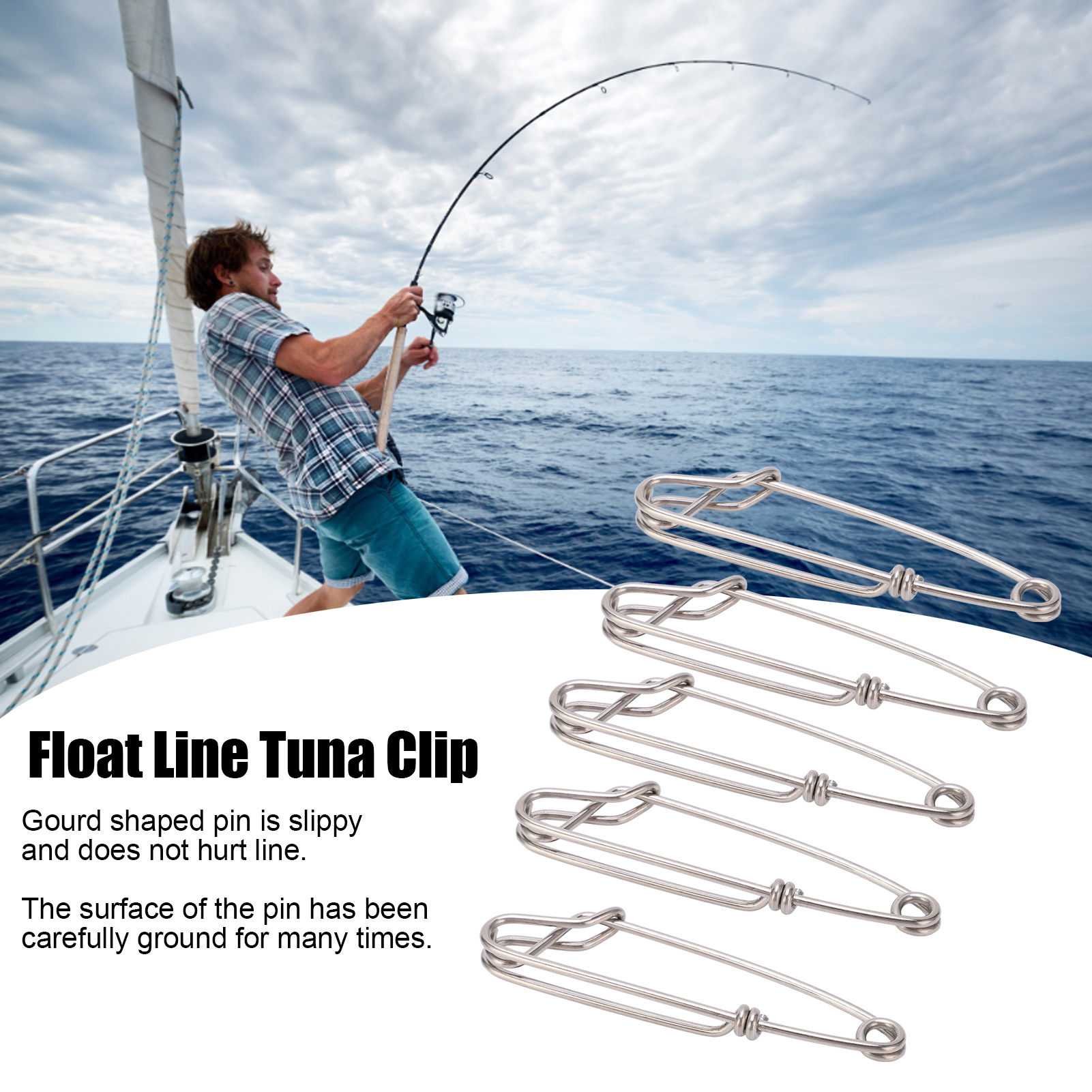 5pcs/set Longline Snap Clip Corrosion Resistance  Line Tuna Clip For Oc