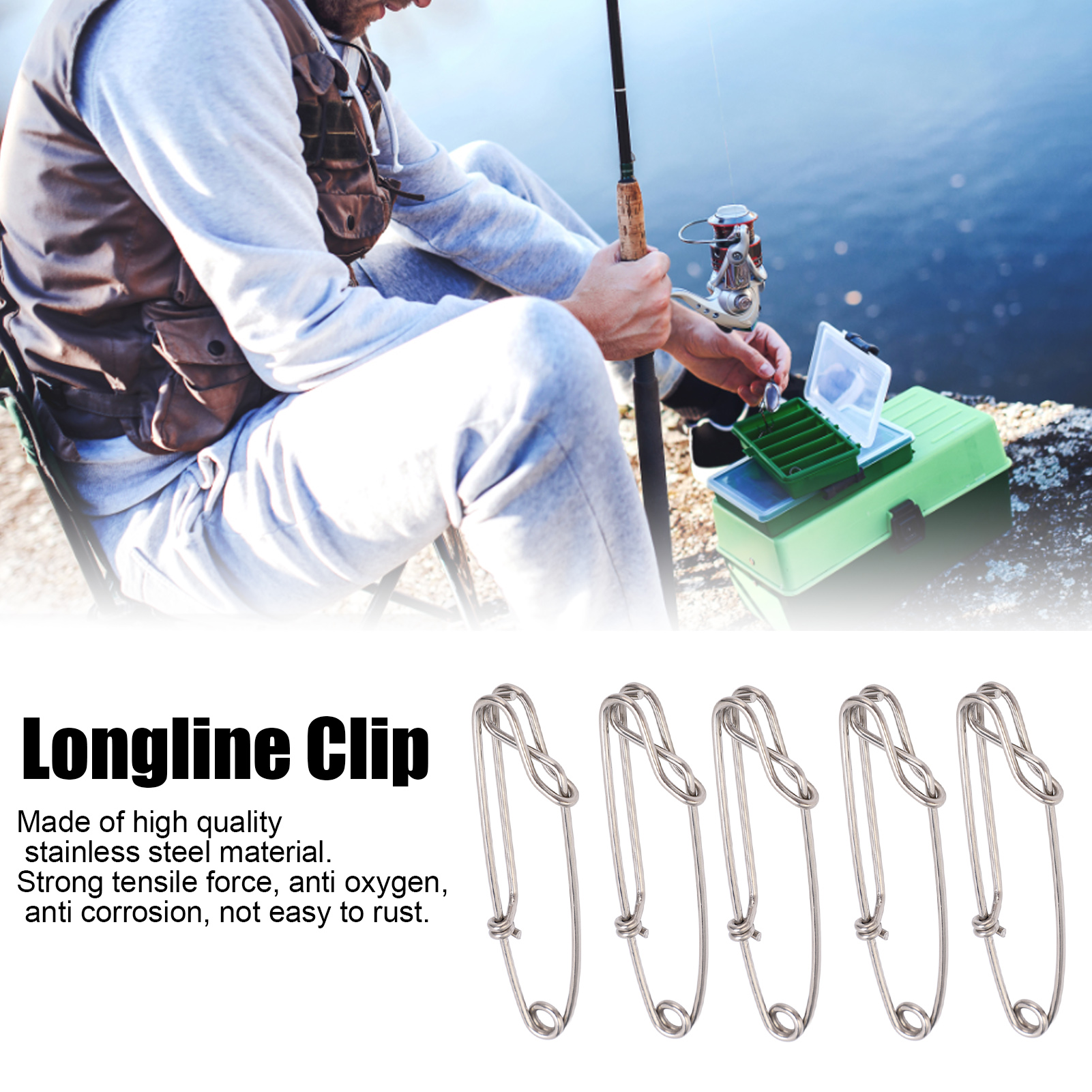 5pcs/set Longline Snap Clip Corrosion Resistance  Line Tuna Clip For Oc