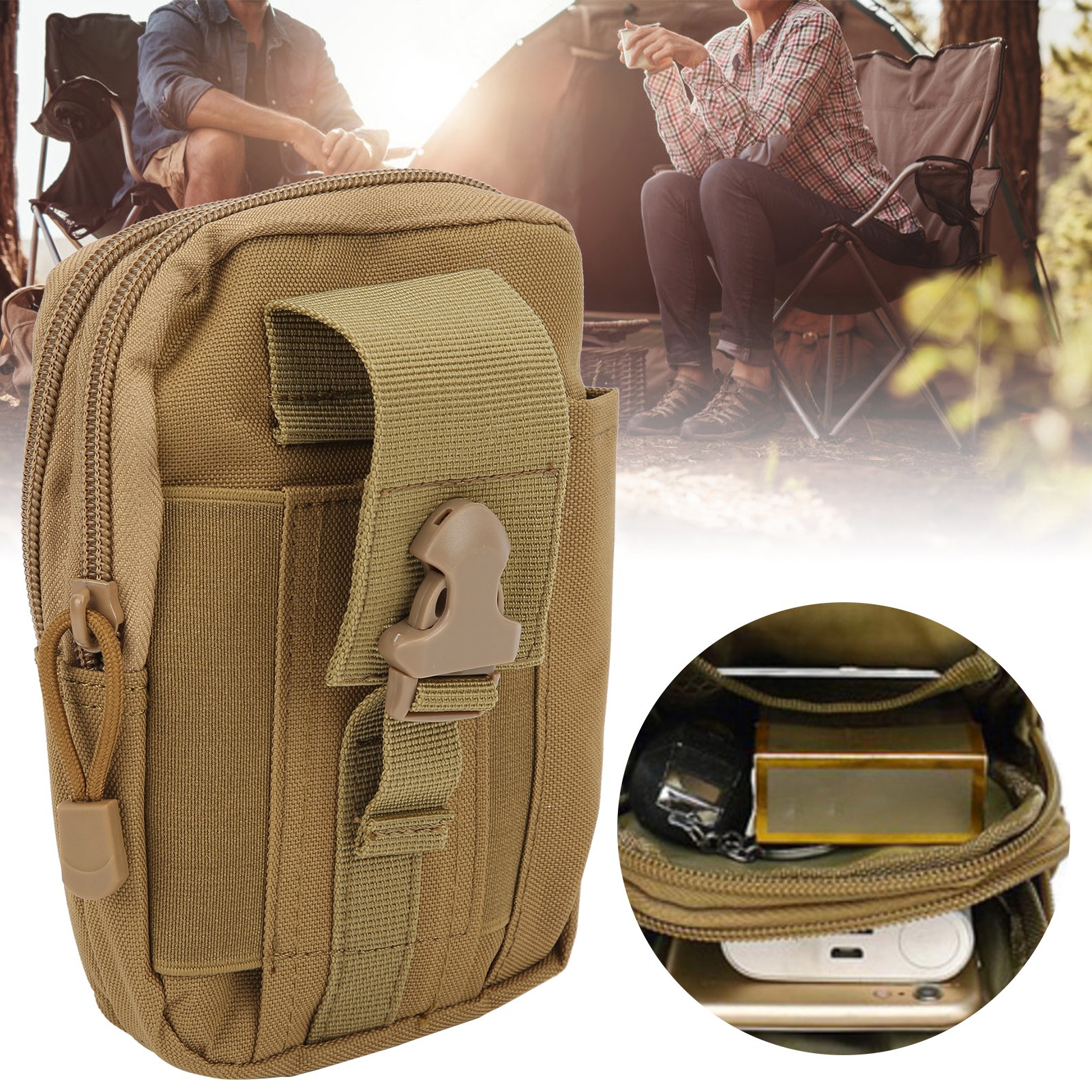 Molle Pouch EDC Belt Waist Bag Outdoor Multipurpose Military Waist Pack With Cel - Zdjęcie 13 z 20