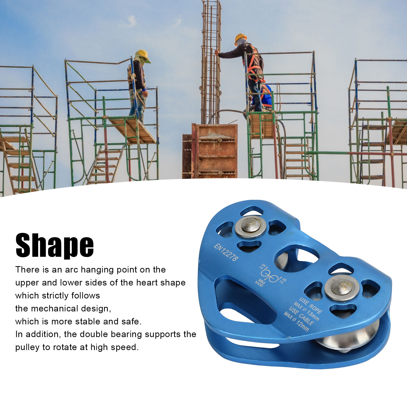 Double Climbing Zipline Pulley Heart Shaped Aerial Transport Ropeway Pulley For - Bild 15 von 18