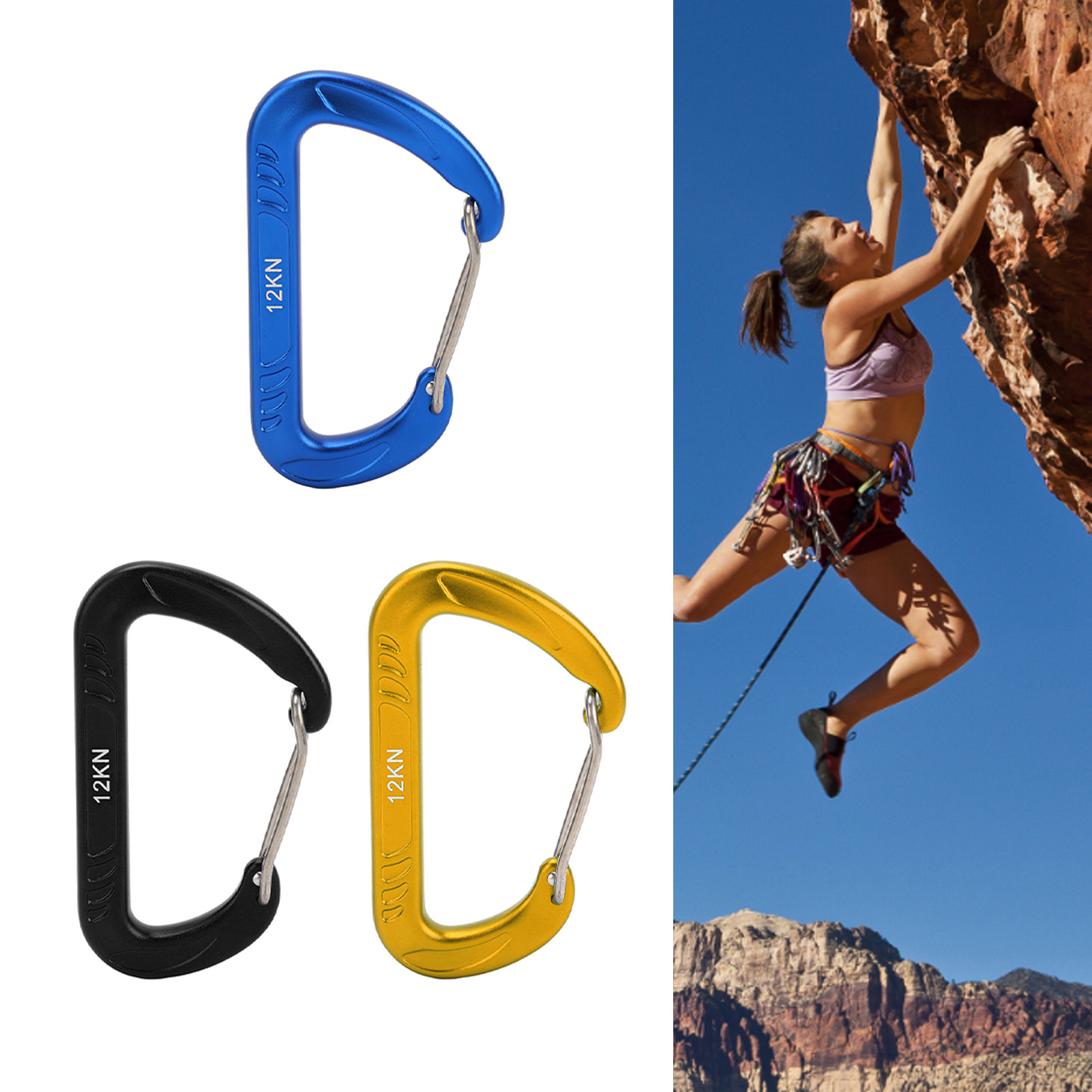 Quick Buckle D Shape Palm Size 12KN Climbing Carabiner Climbing Equipment Ac_ss - Picture 15 of 21