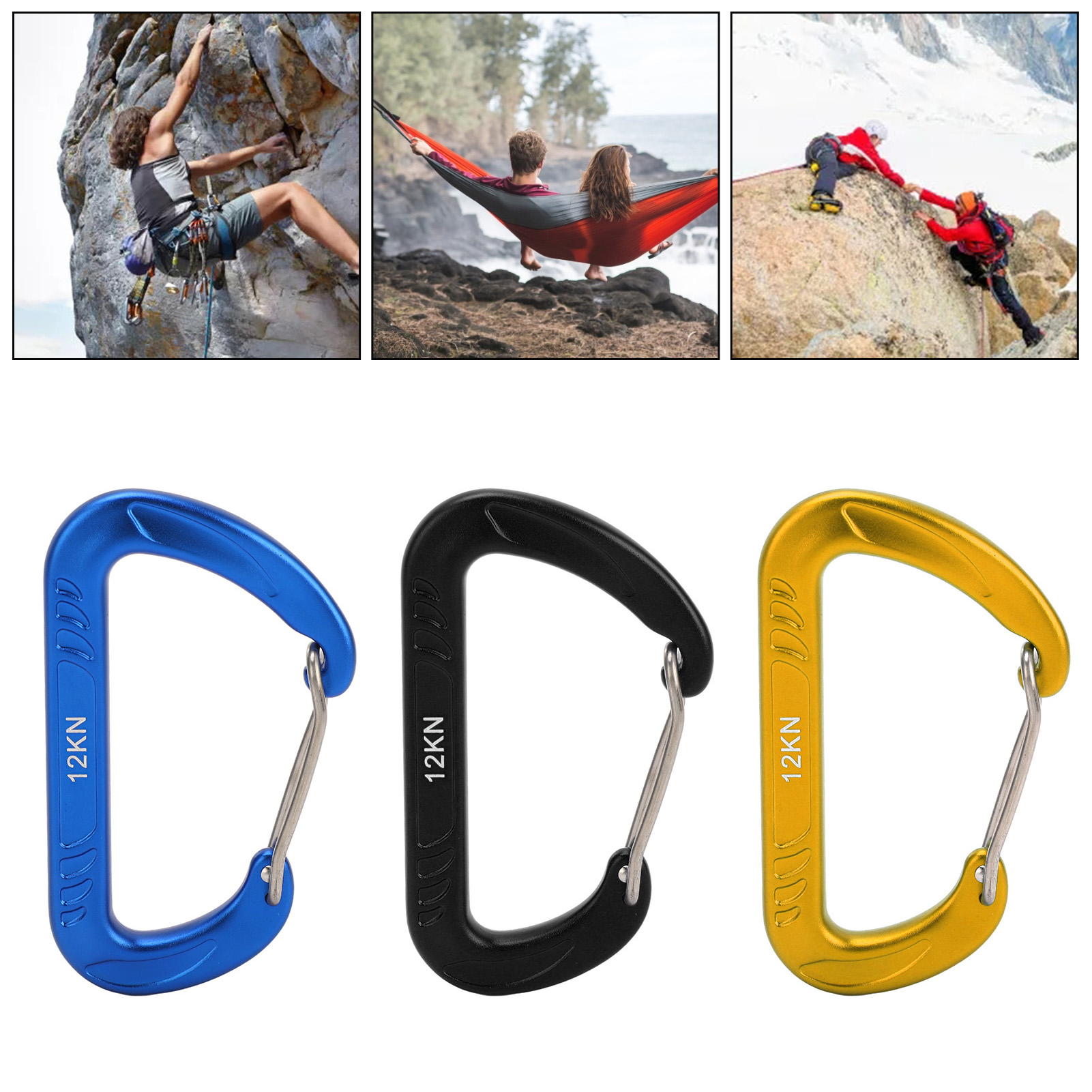 Quick Buckle D Shape Palm Size 12KN Climbing Carabiner Climbing Equipment Ac_ss - Picture 14 of 21