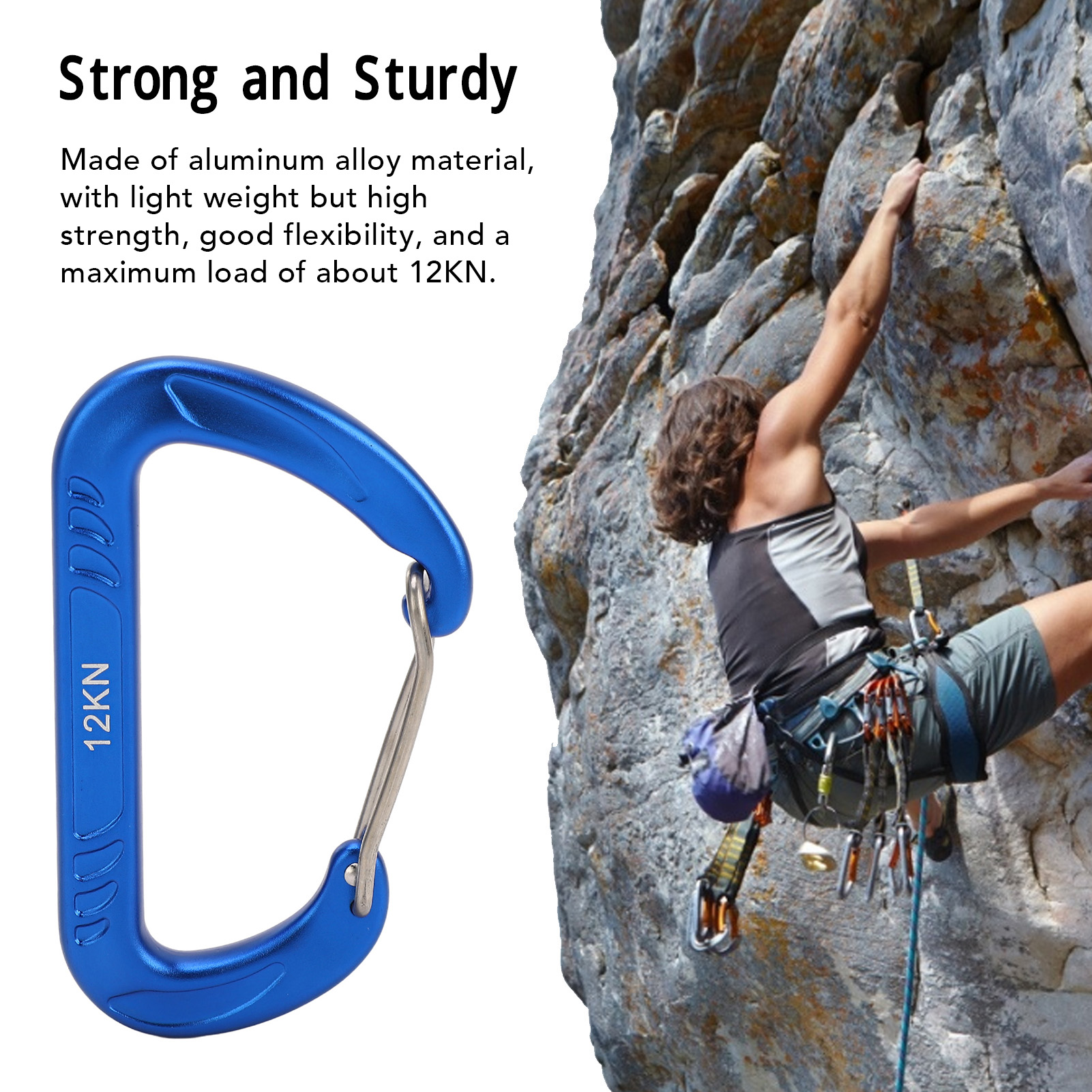 Quick Buckle D Shape Palm Size 12KN Climbing Carabiner Climbing Equipment Ac_ss - Picture 17 of 21