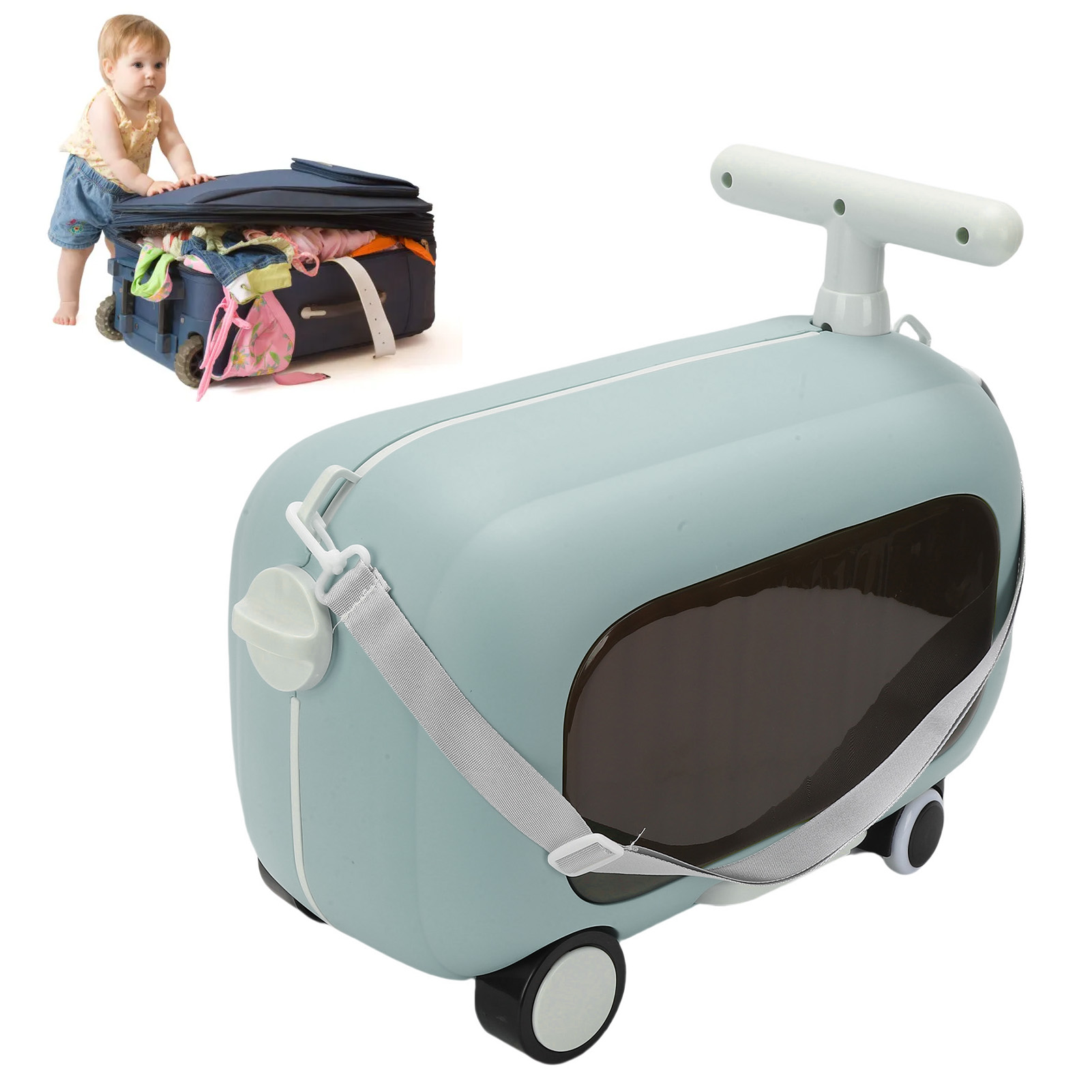 Kids Ride On Luggage 90° Folding Pedal Large Capacity Multi Functional Todd Fit - Picture 24 of 24