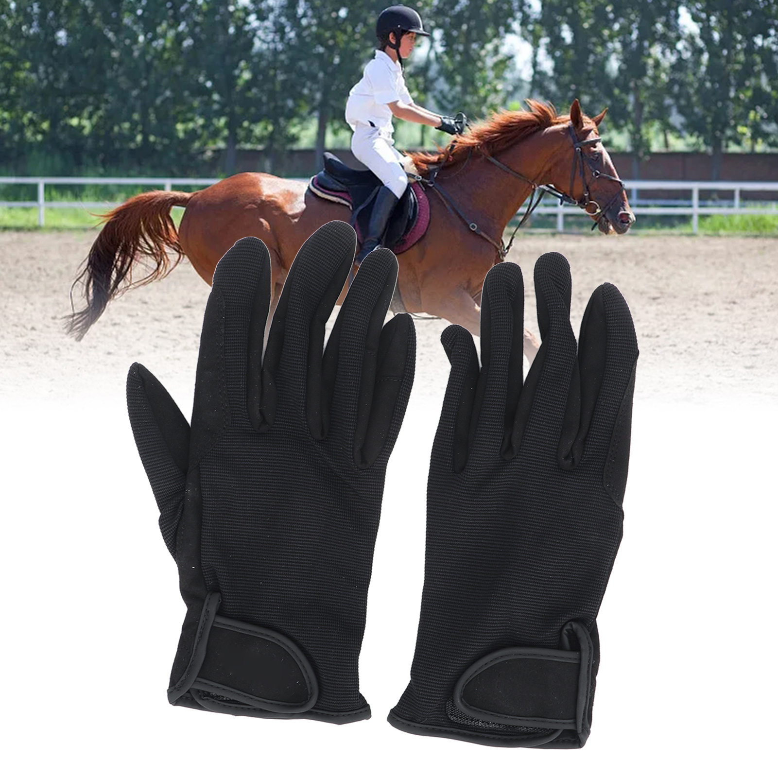 1Pair Black Horse Riding Non Slip Touch Screen Equestrian Horse Ridin NEW - Produktbild 1