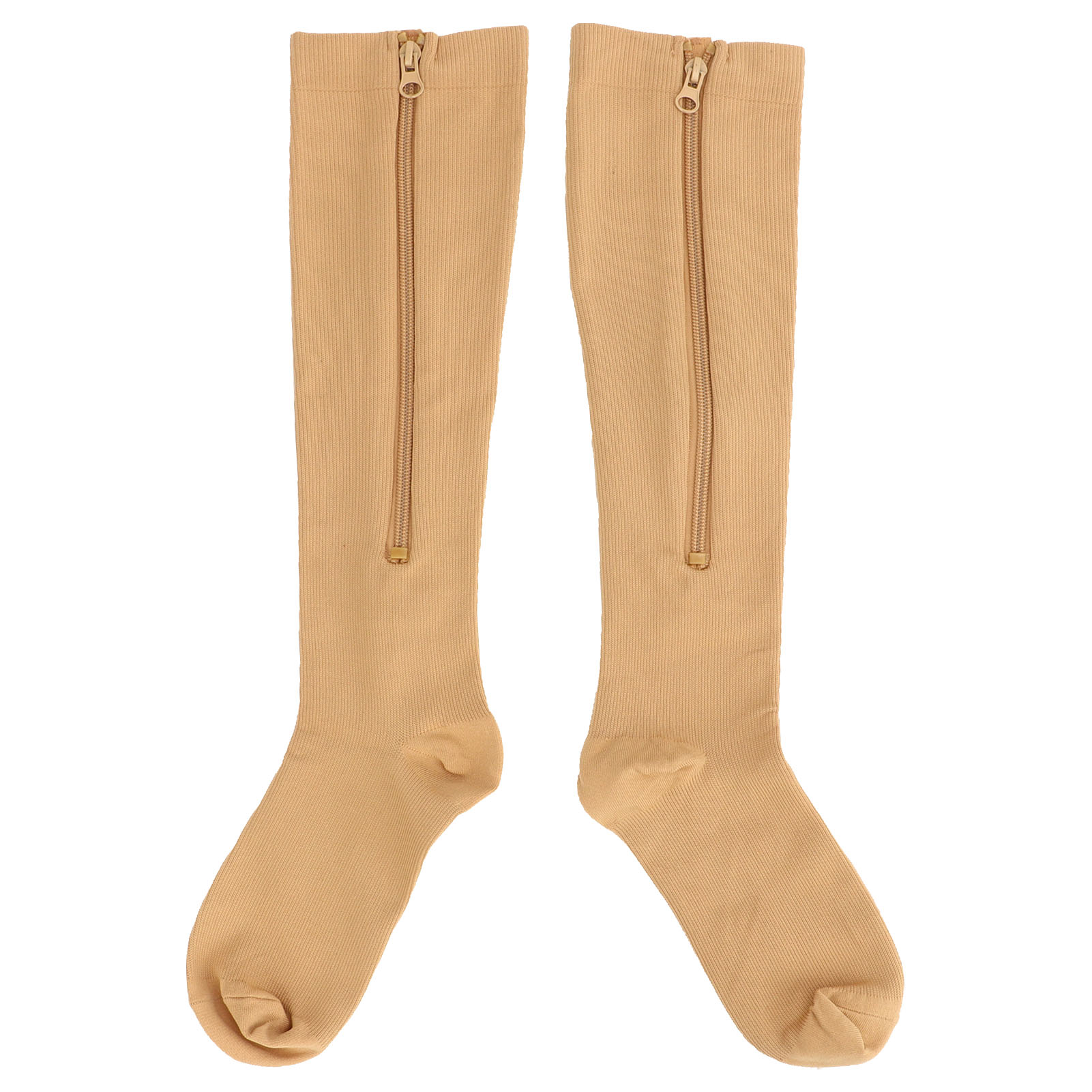 1 Pair 15‑20mmHg Closed Toe Zipper Compression Socks Women Knee High Compres NEW