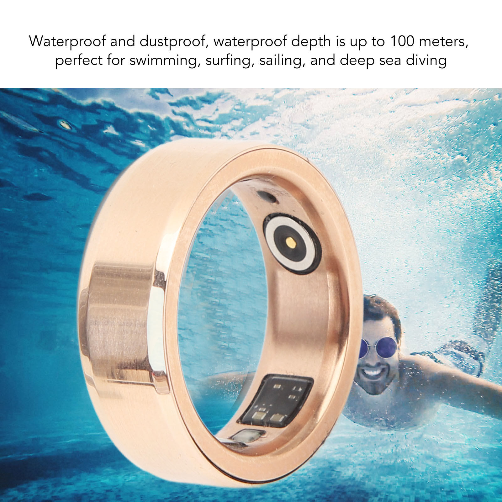 Smart Ring Pink Gold Sleep Monitor Health Tracker Waterproof Aluminum Cerami!z - Zdjęcie 39 z 42