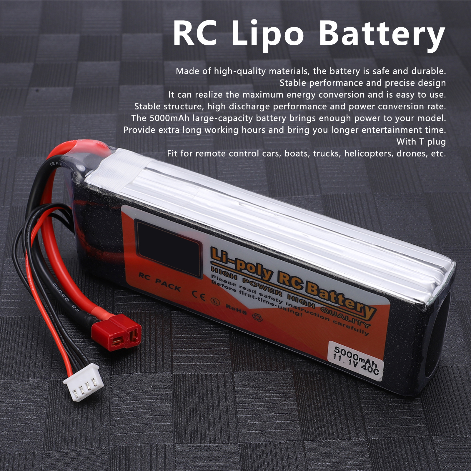 (11.1V 5000mAh 3S 40C Lipo-Akku Mit T-Plug-RC-Batterie Für RC Car Boat Helic TY - Bild 16 von 23